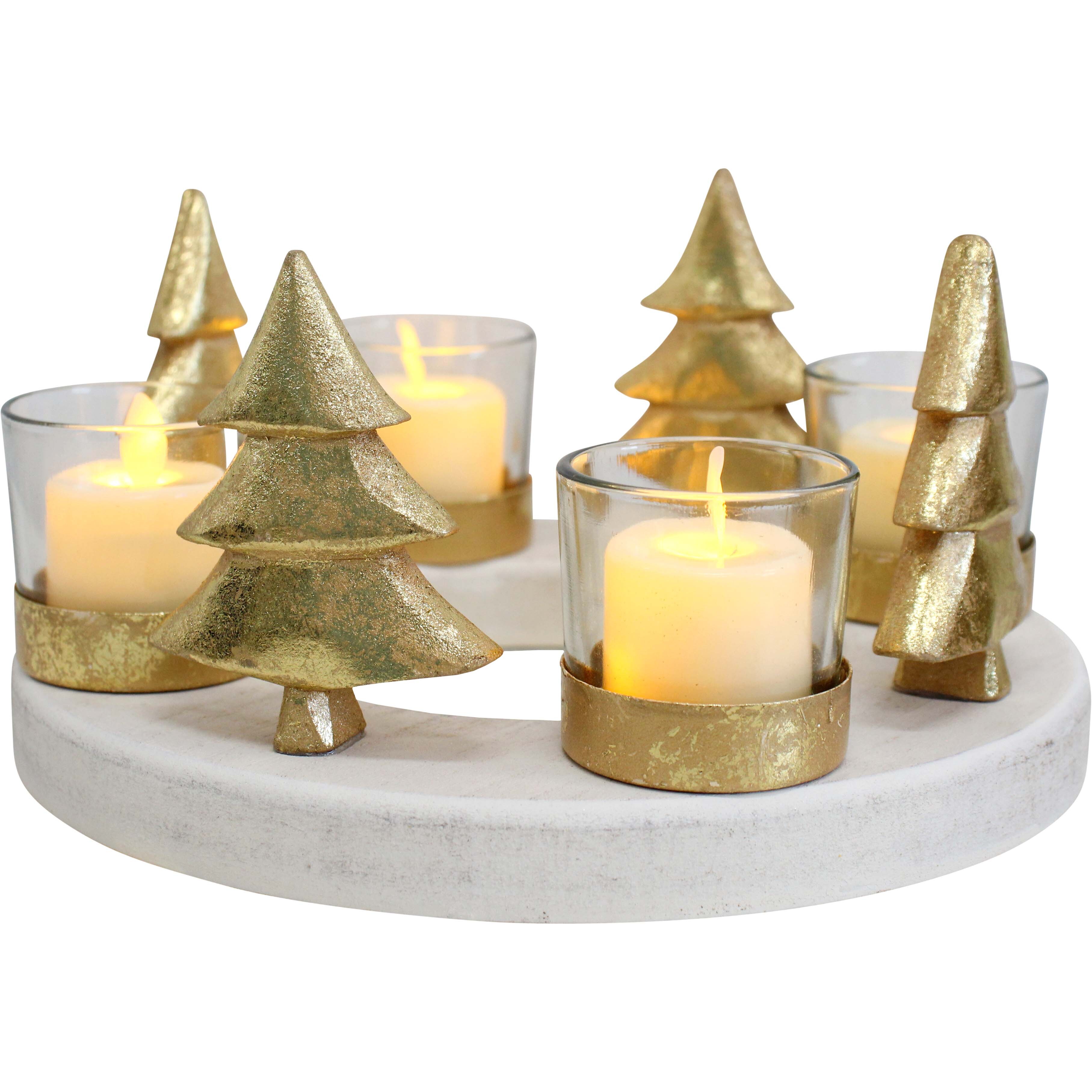 Wooden 4 Tree T/Light Holder Lrg