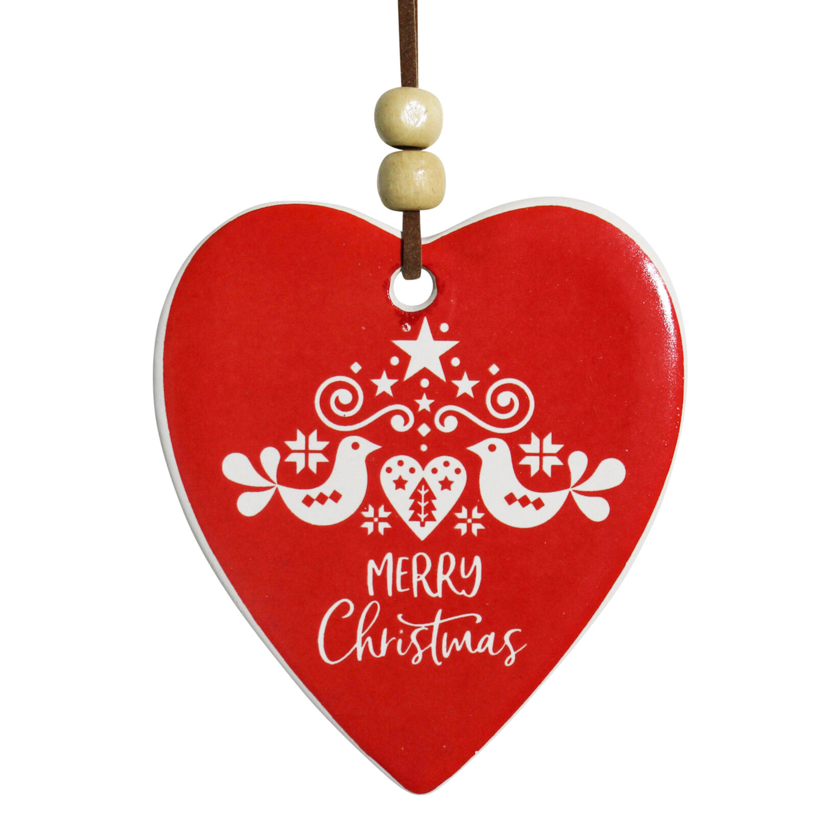 Hanging Heart Christmas Red Doves