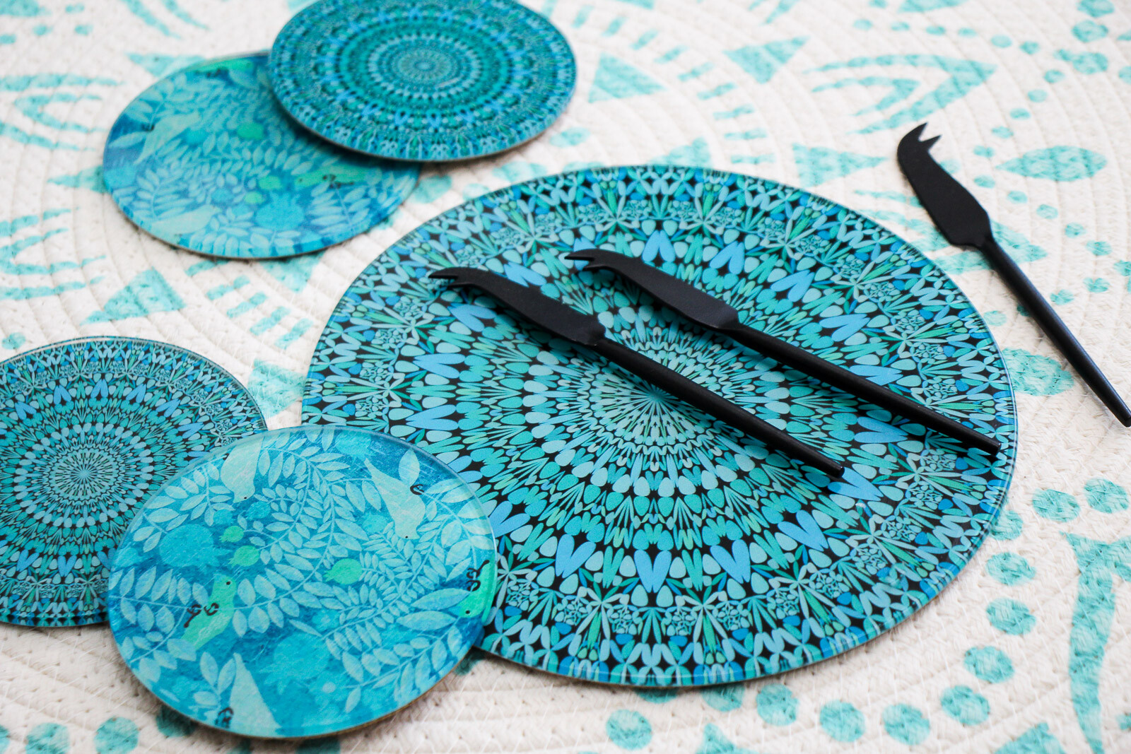 Glass Round Trivet Turquoise