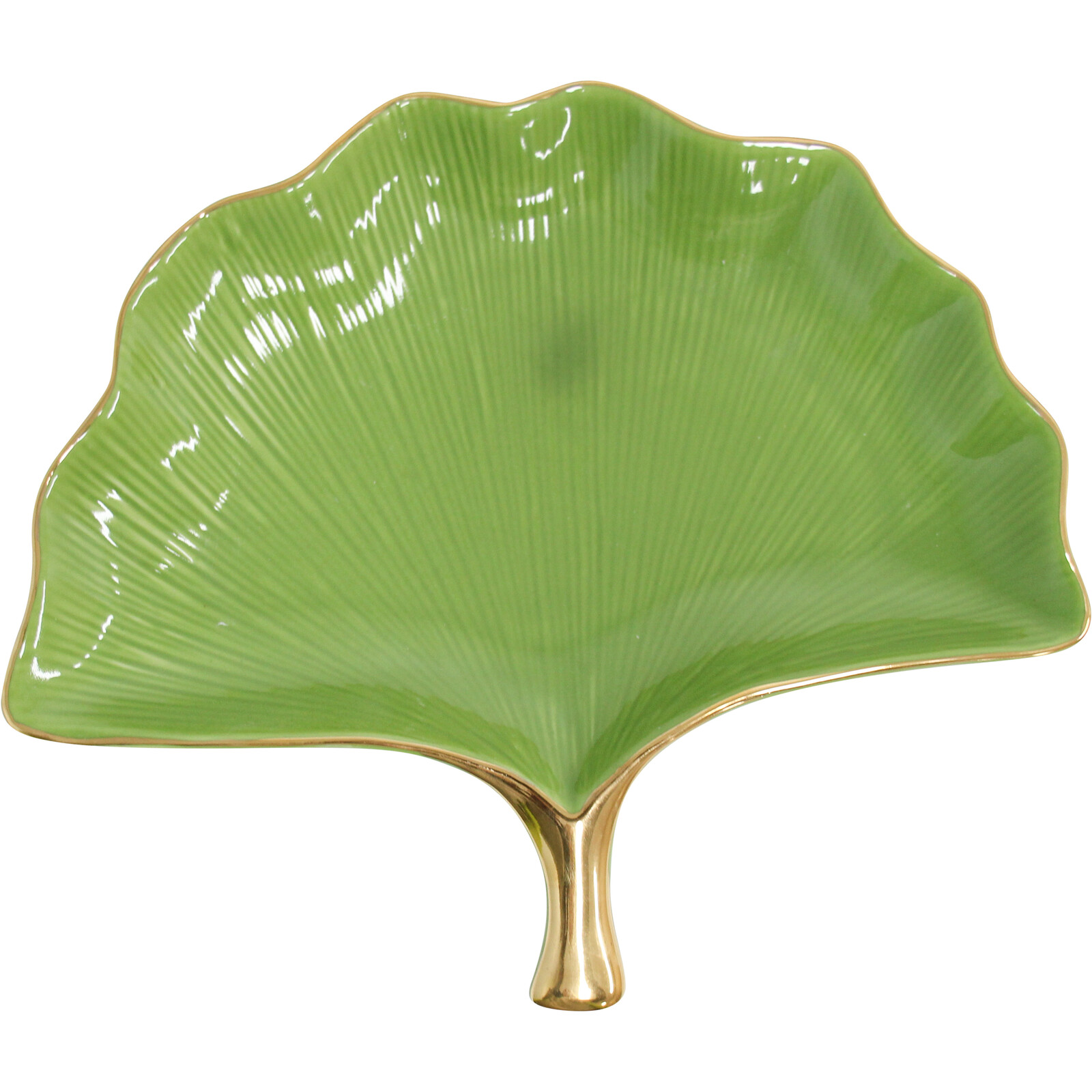 Gingko Plate Green/Gold Lrg