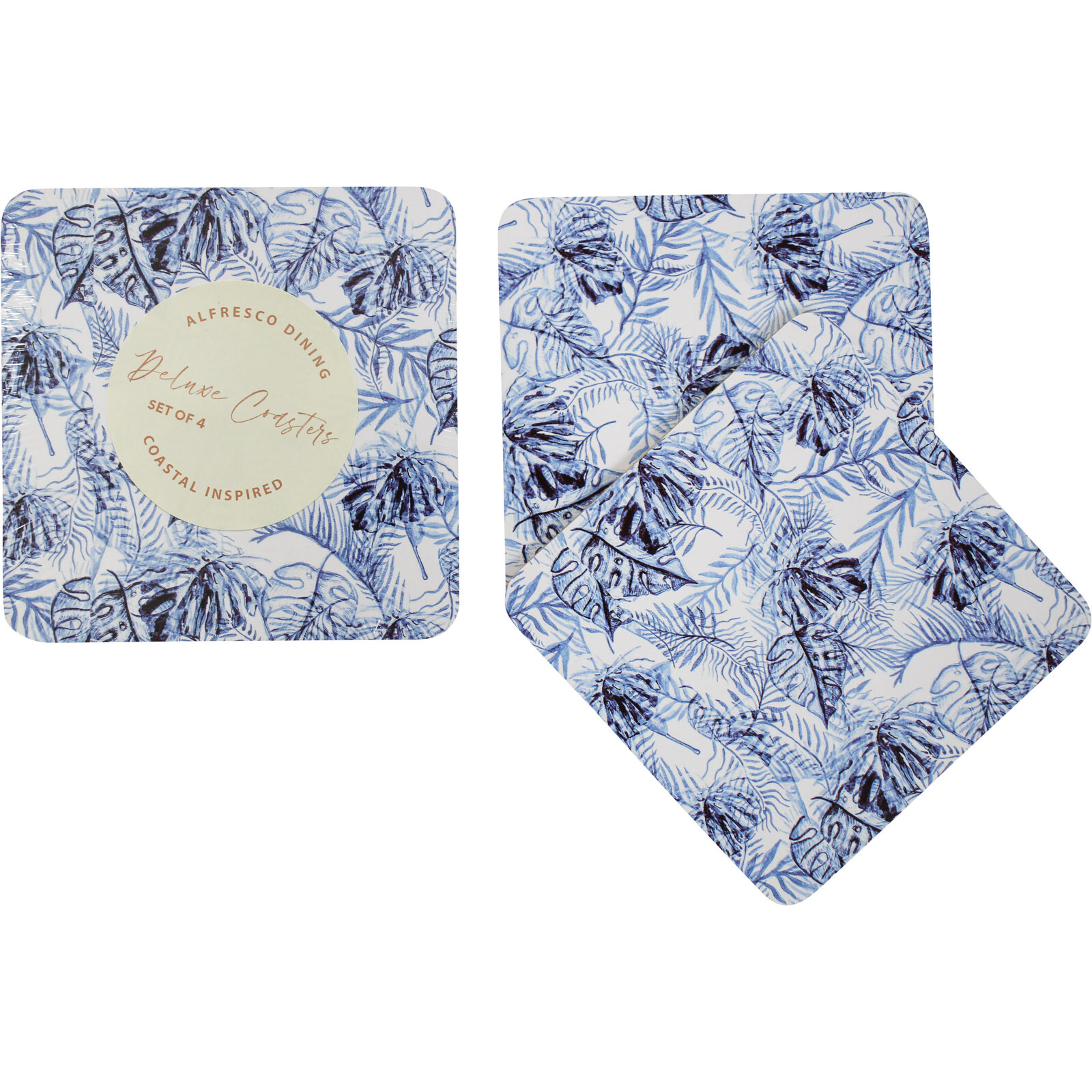 Coasters S/4 Blue Leaf Tropics