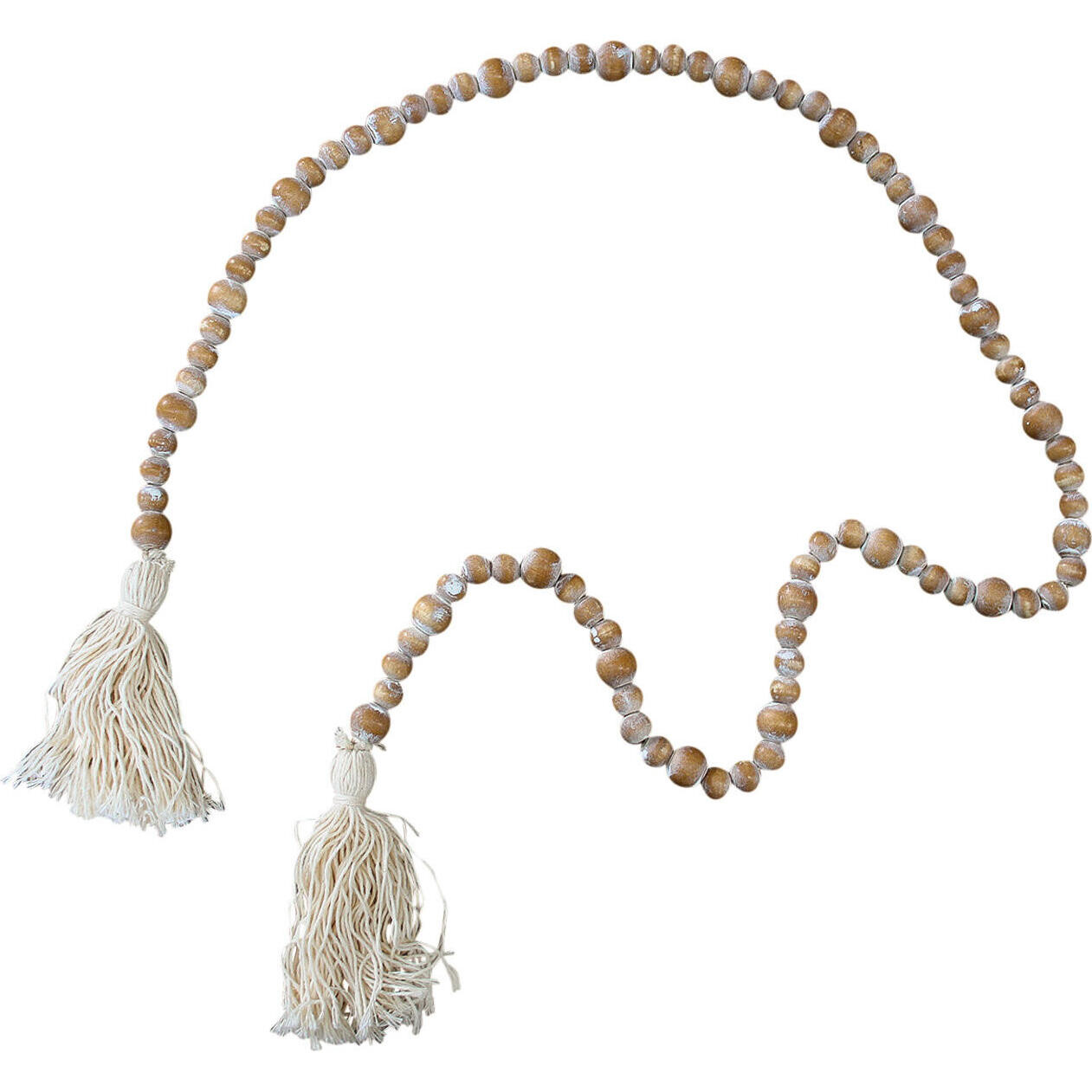 Beads Double Tassel White