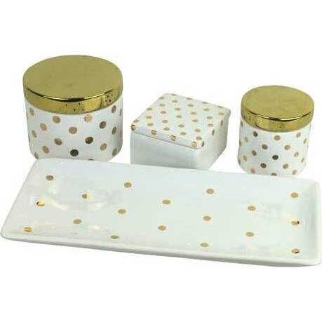 Tray Gold Dot Square