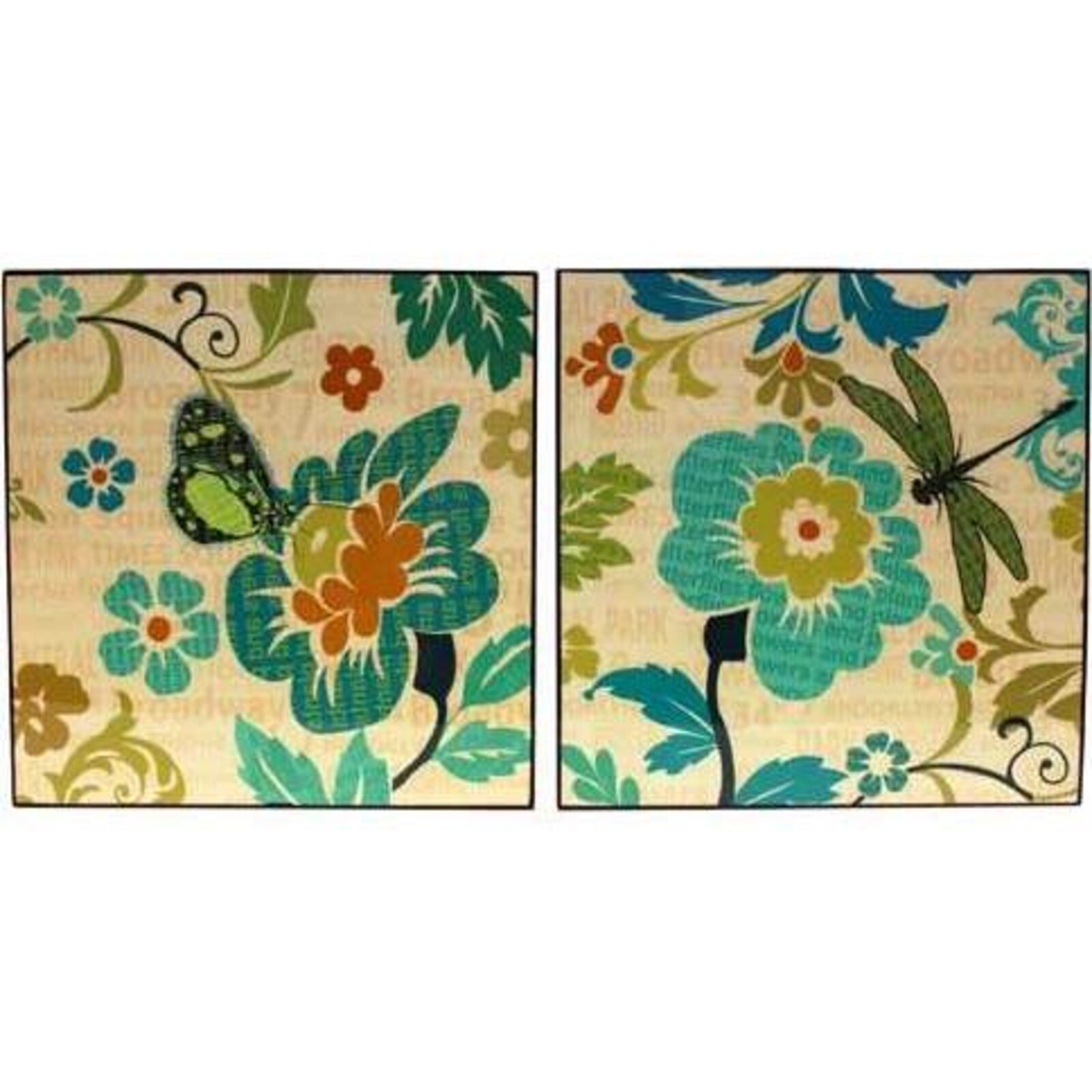 Lacquer Print - Teal Flowers set 2