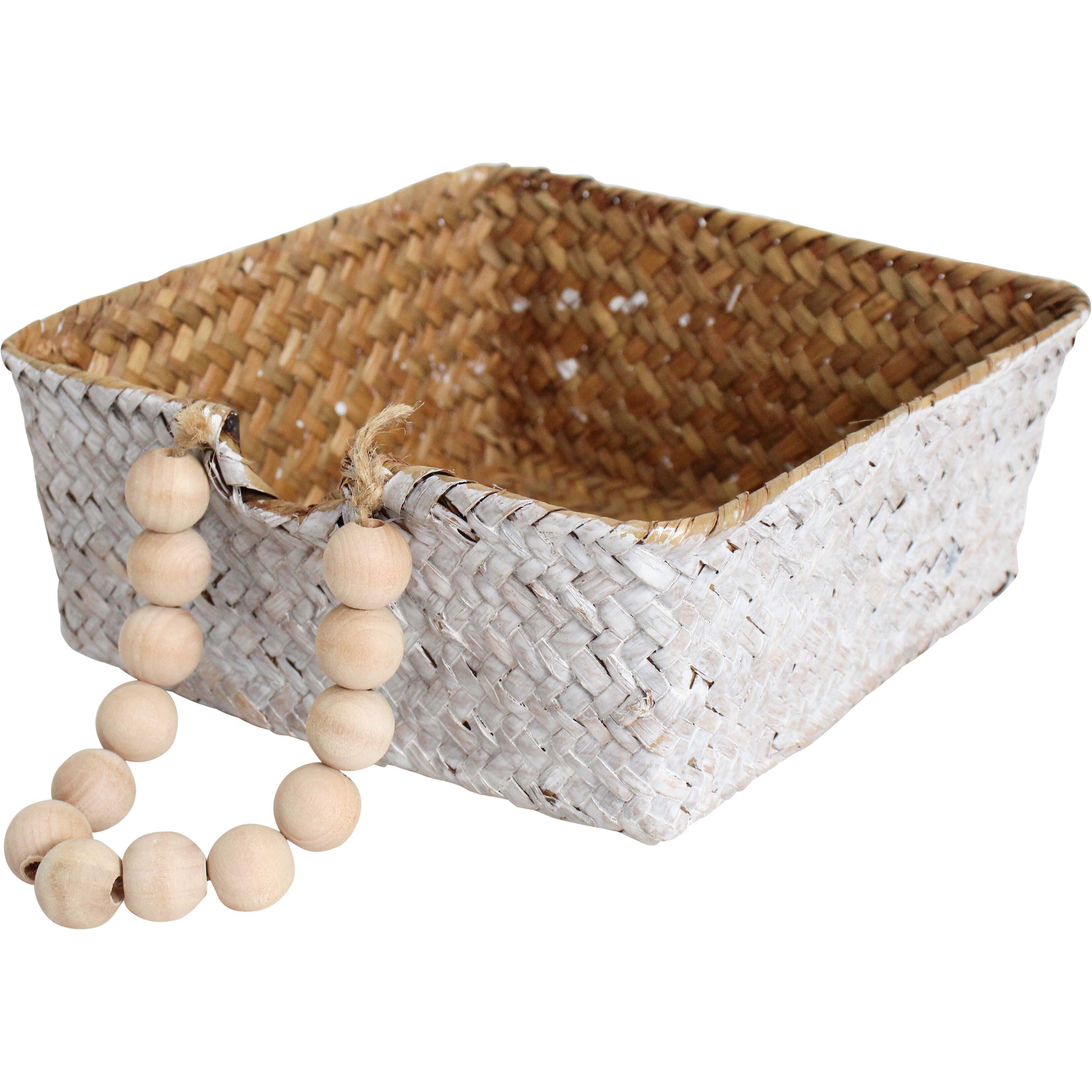 Napkin Holder Nat/WhiteWash Beads