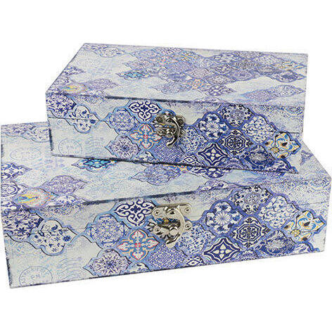 Boxes Quatrefoil Blue S/2