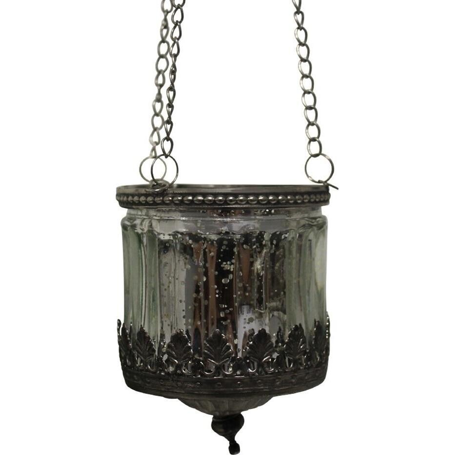 Hanging Votive Ribb Straight Silver 