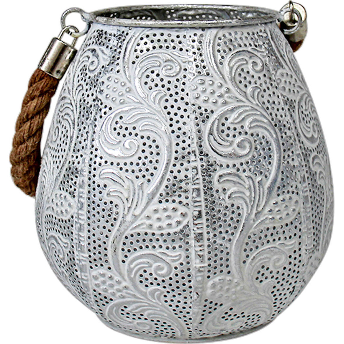 Lantern White w/ Rope Handle