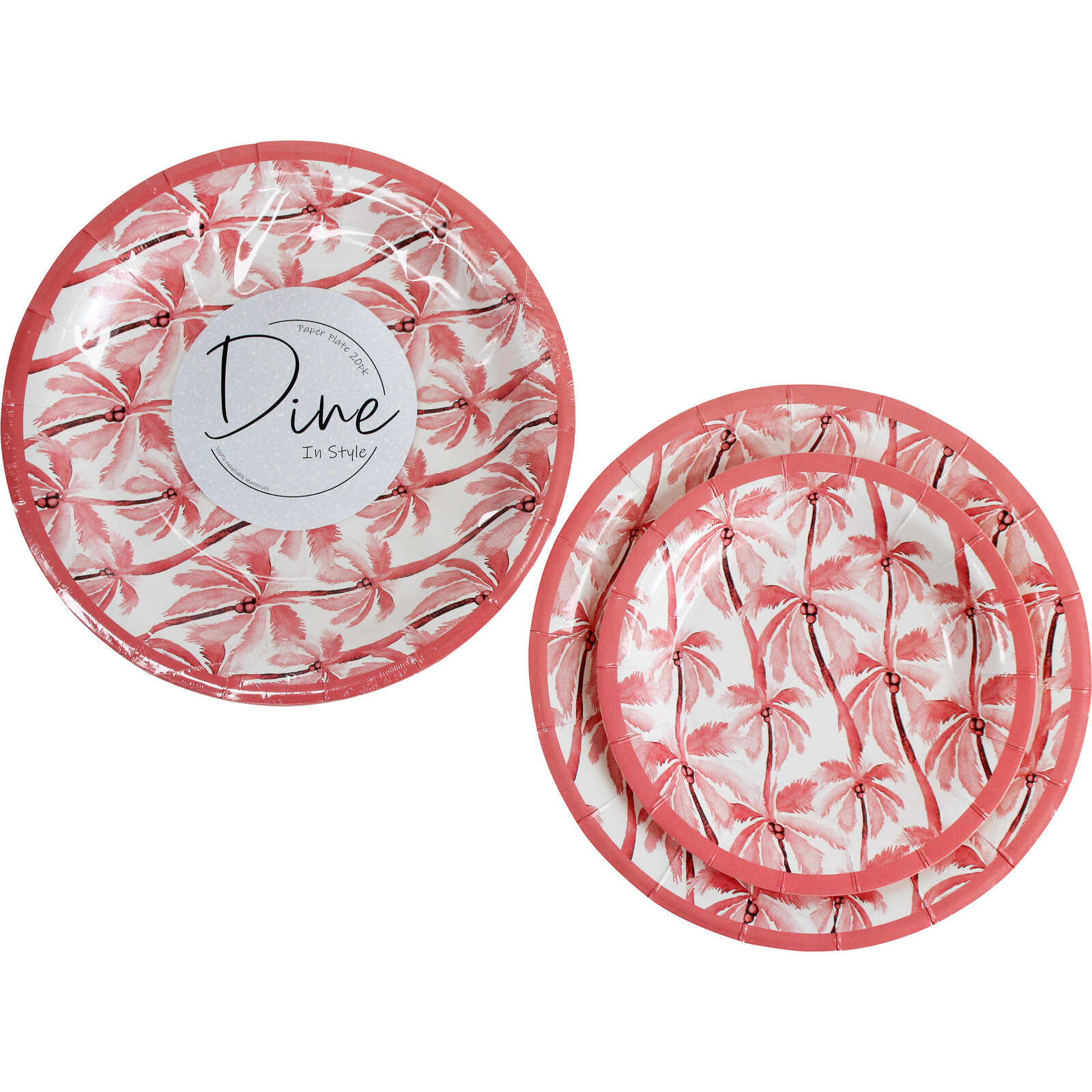 Paper Plate Set/20 Palms Lrg