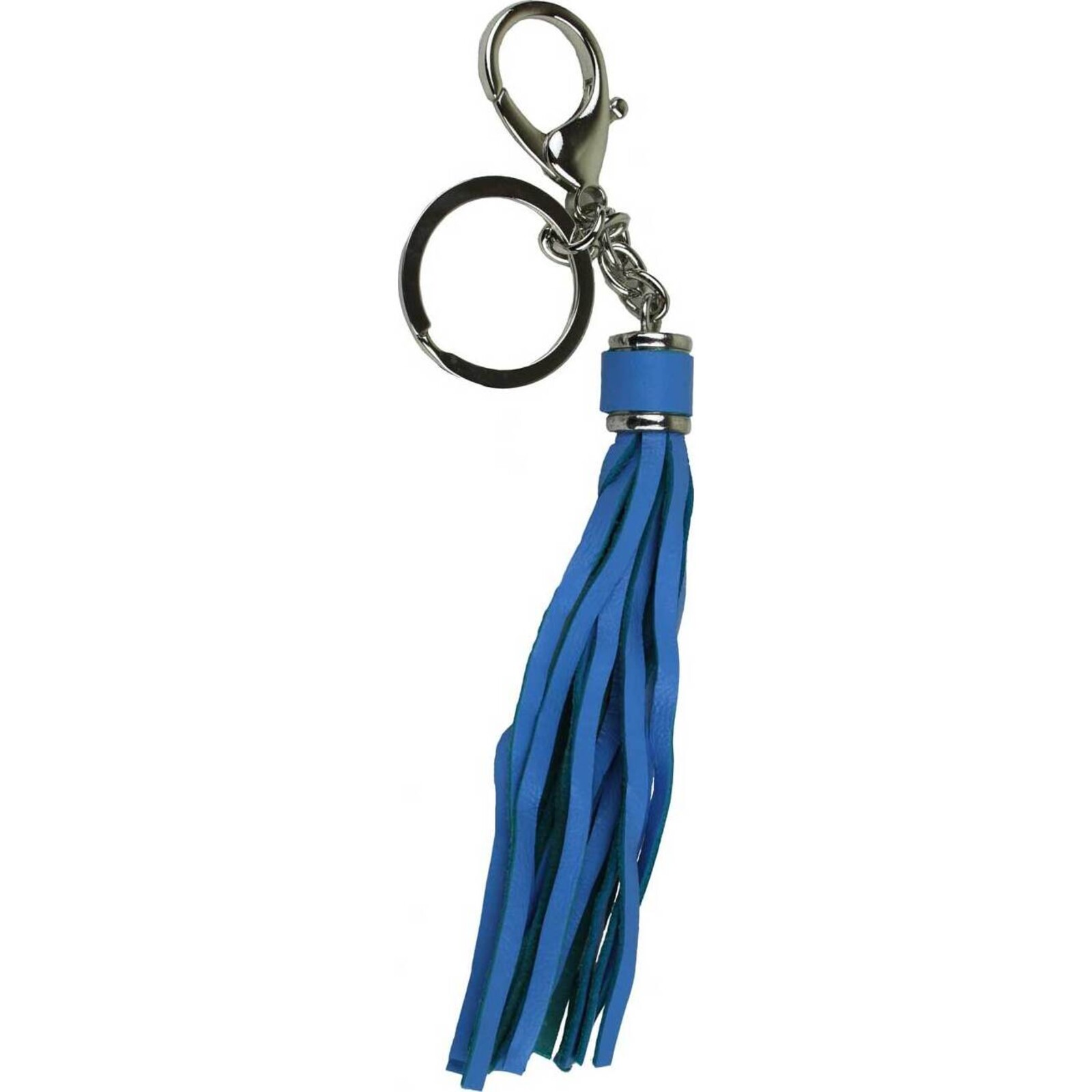 Leather Tassel Keychain Blue