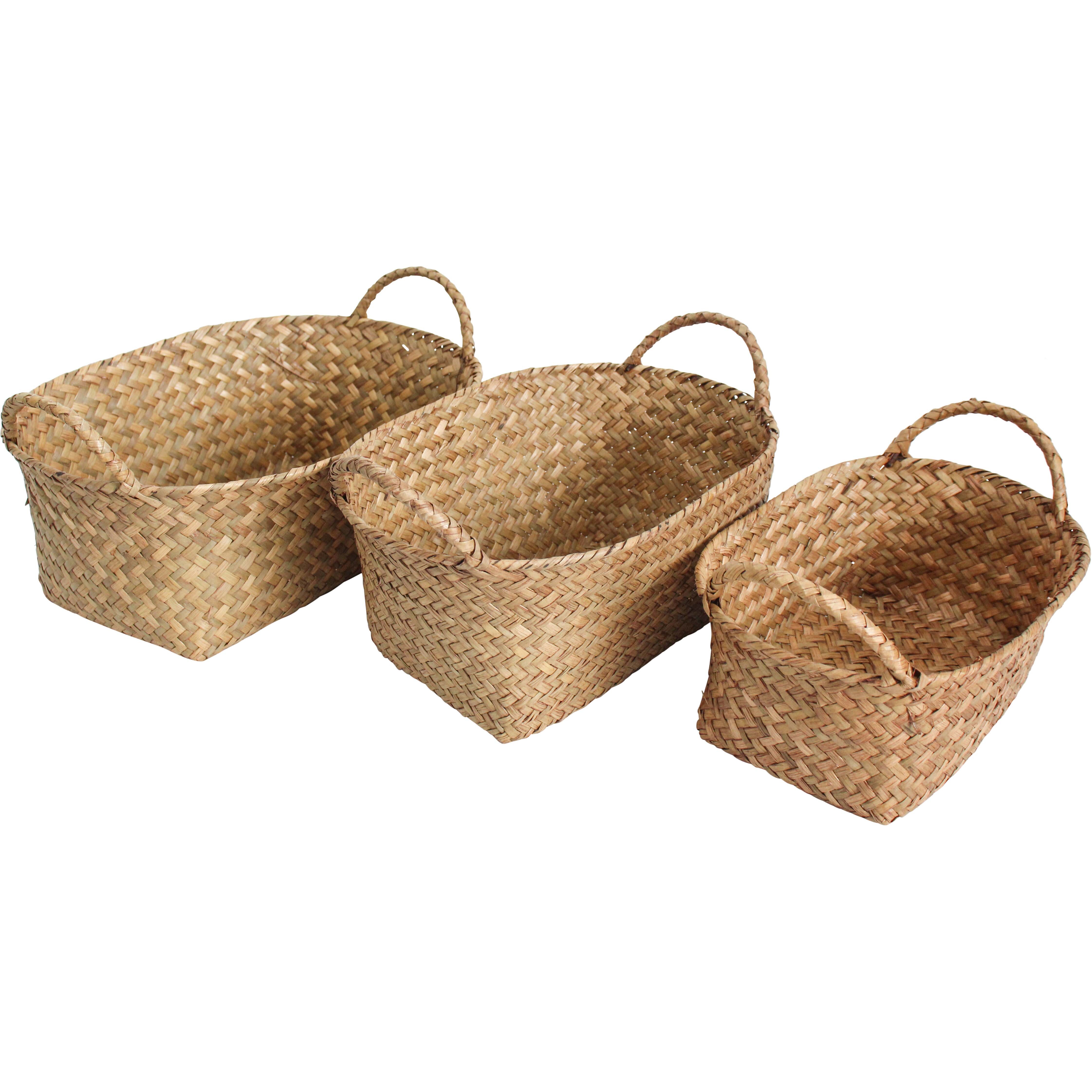 Woven Oval Basket S/3 Nat