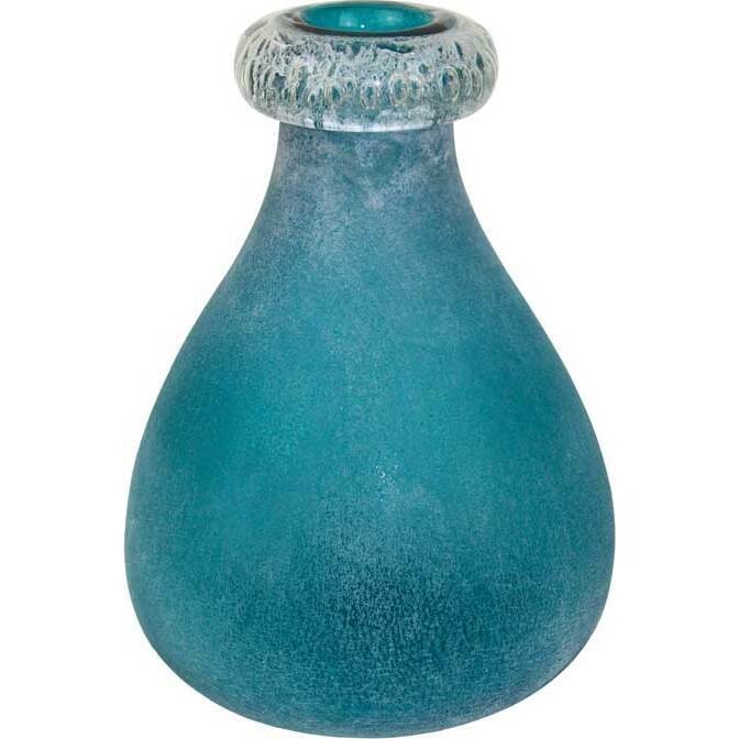 Glass Vase Teal Rim 