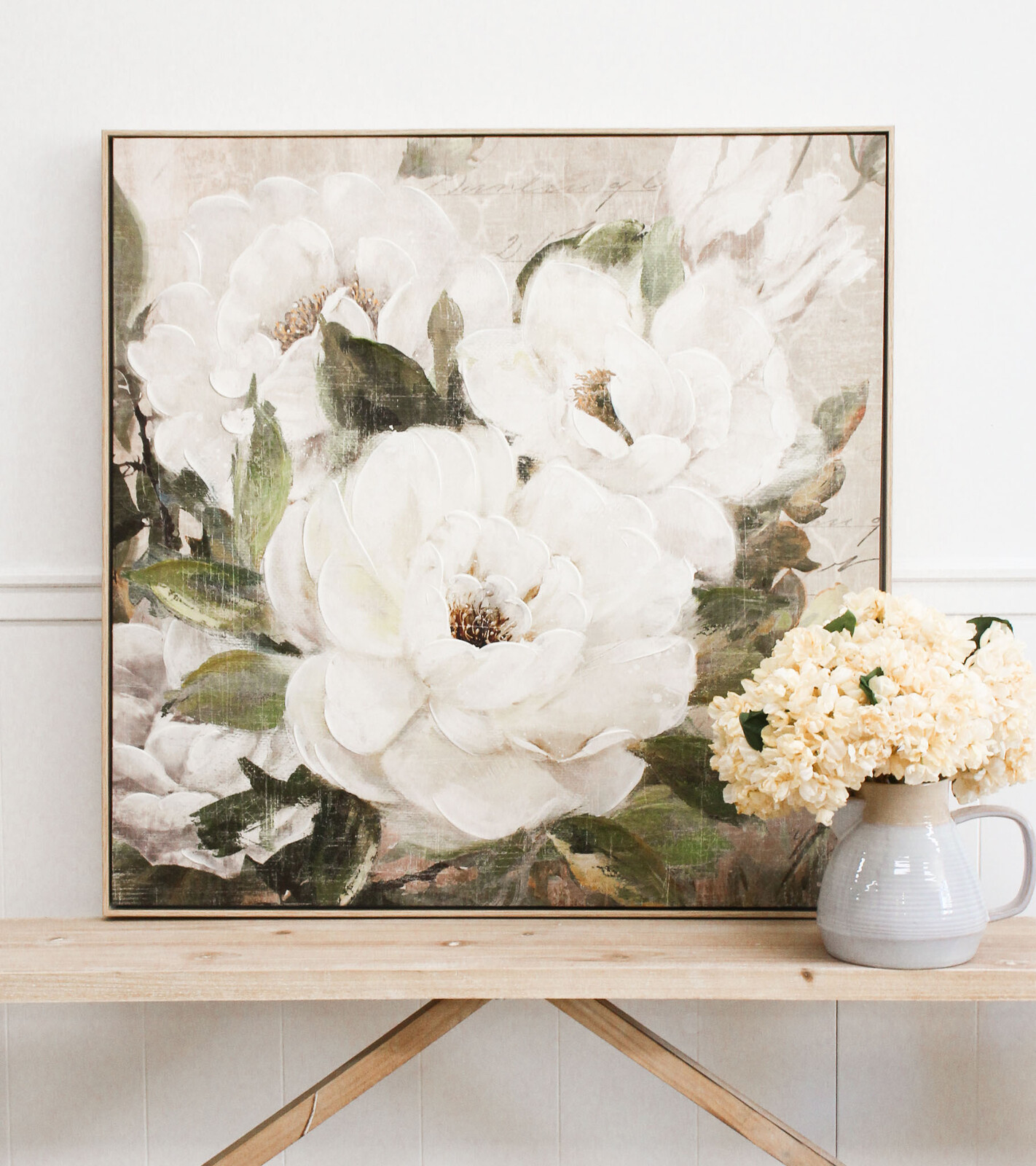 Framed Canvas White Camellias