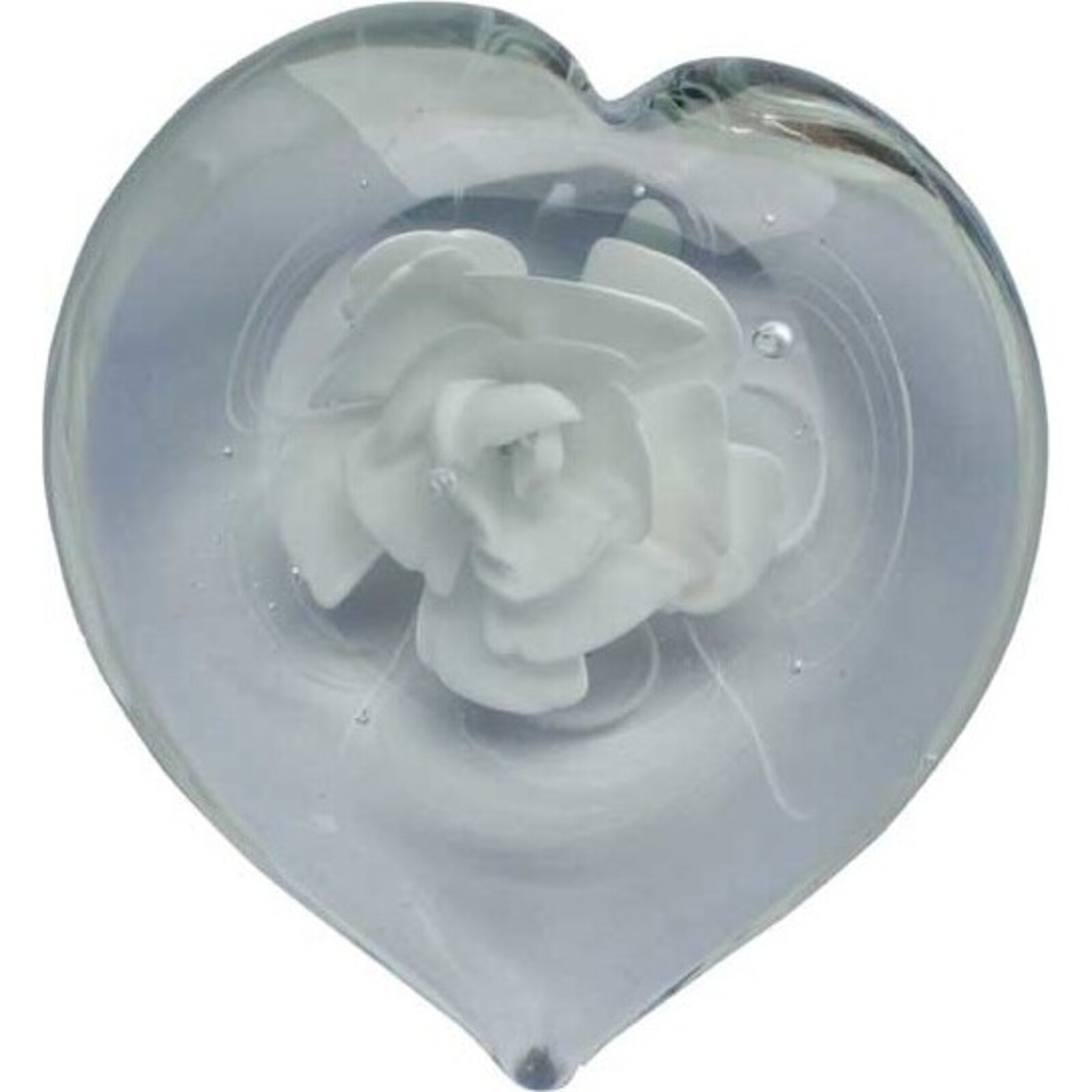 Heart Paperweight - White Rose