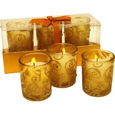 Votives Gold Swirl S/3