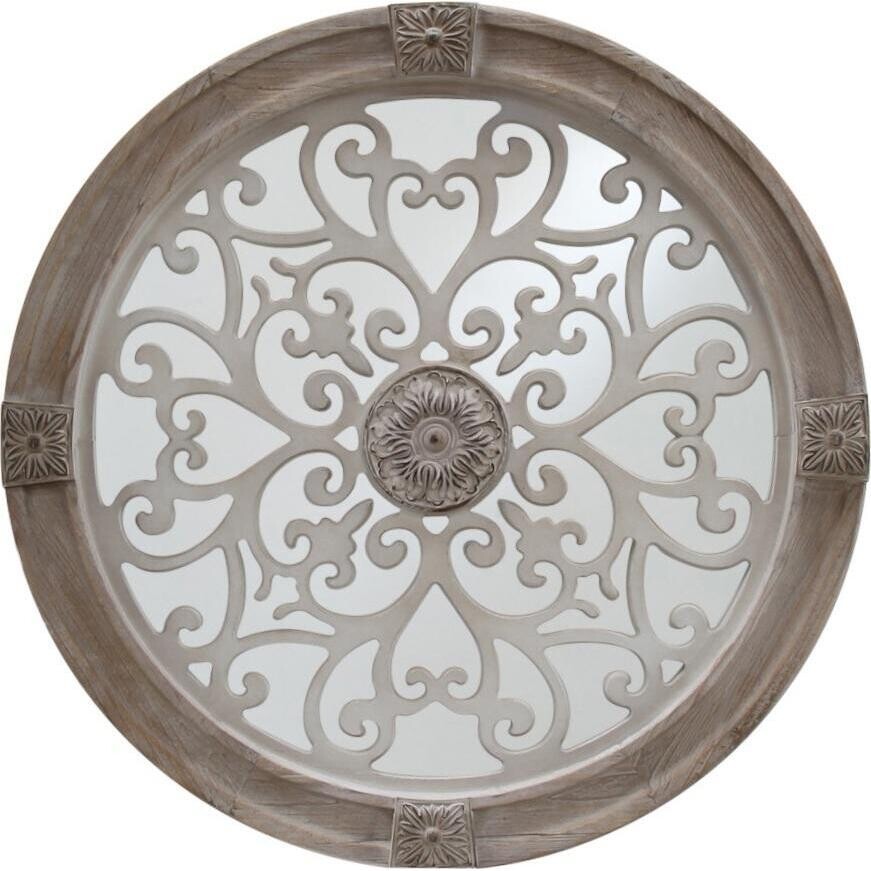 Mirror Motif Round White Wash