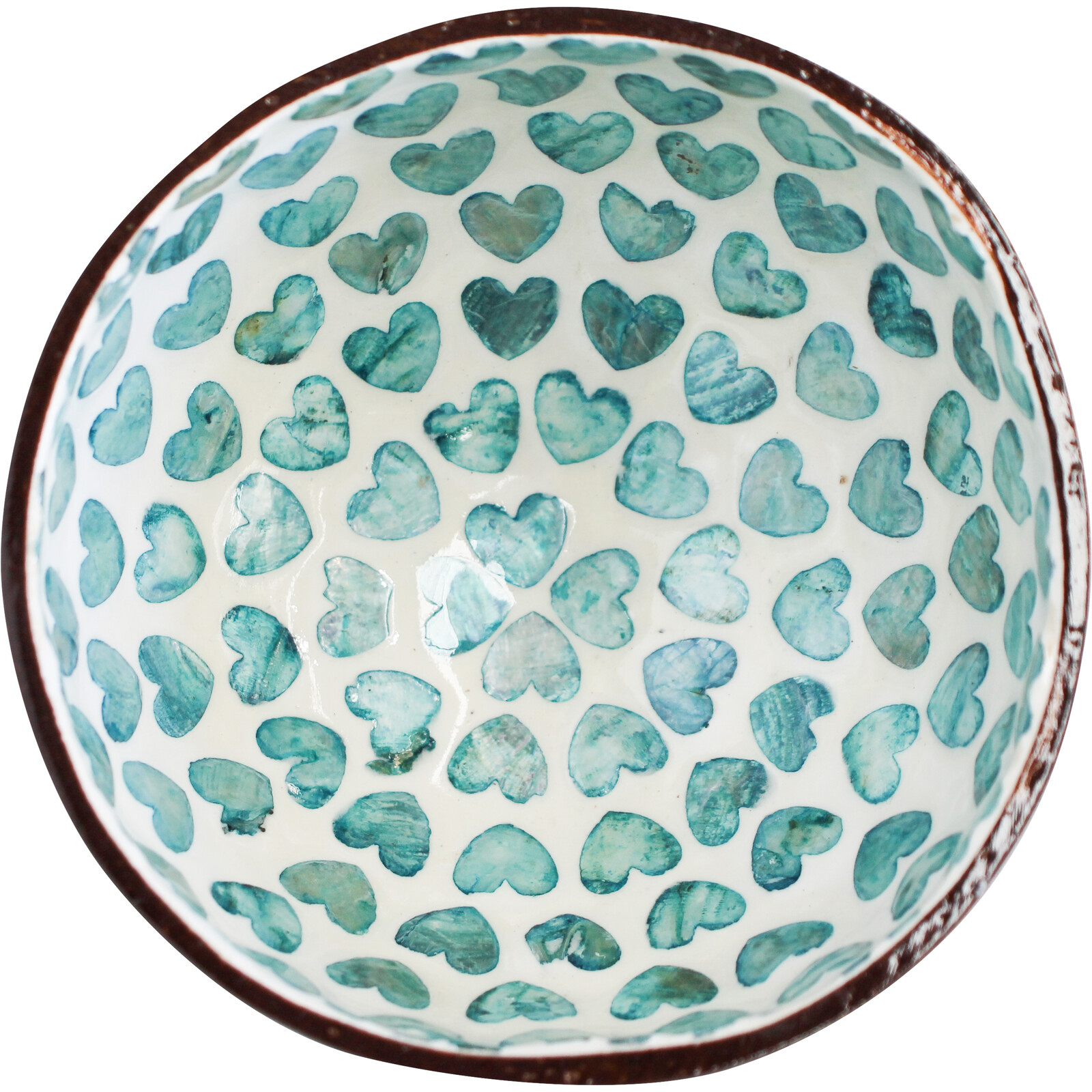 Coconut Bowl Heart Turquoise