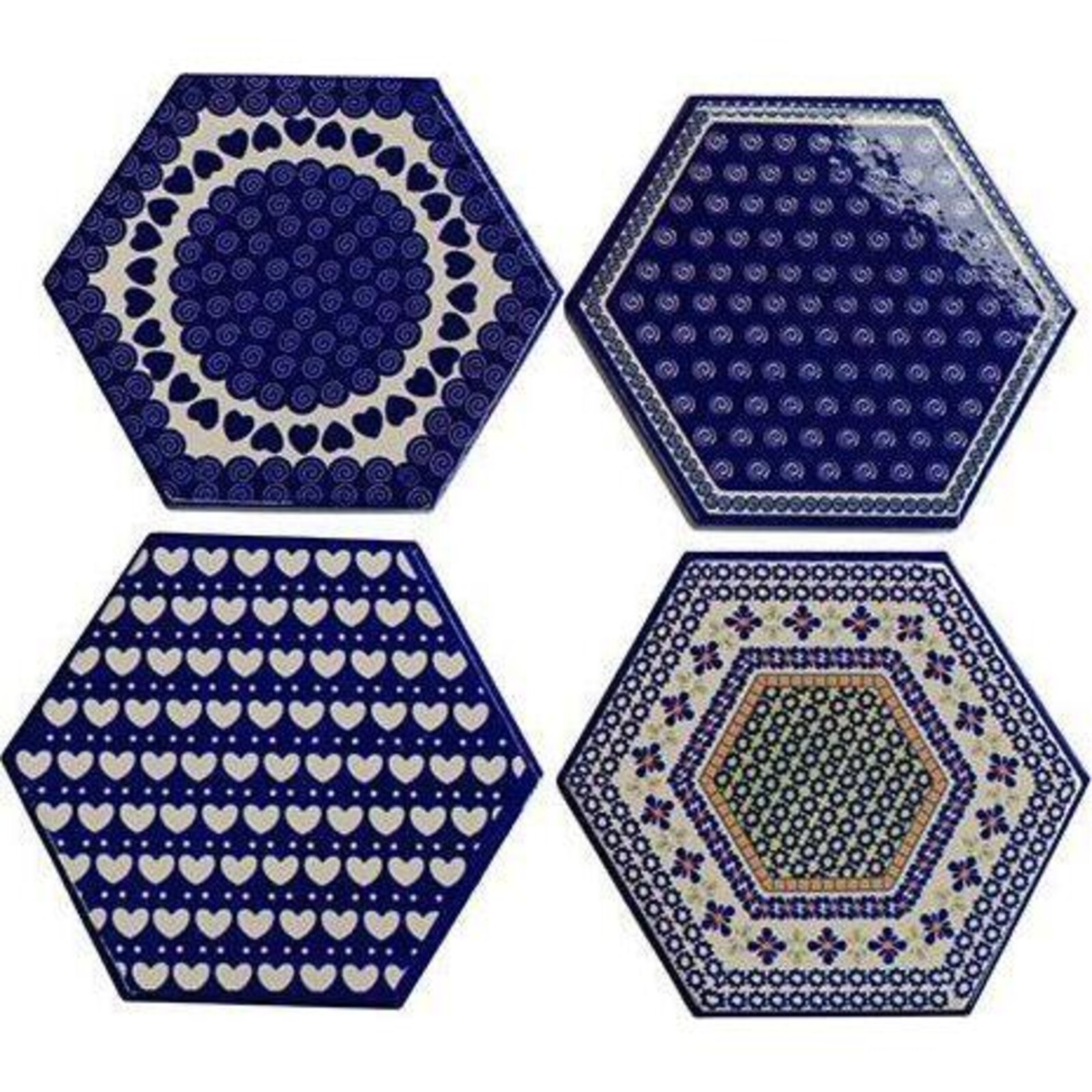 Coasters Tile in Blue S/4
