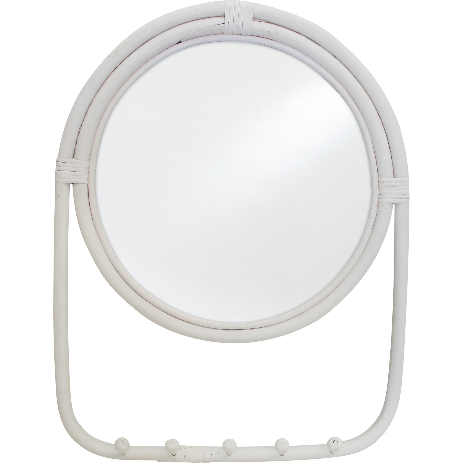 Mirror Round/Hooks White