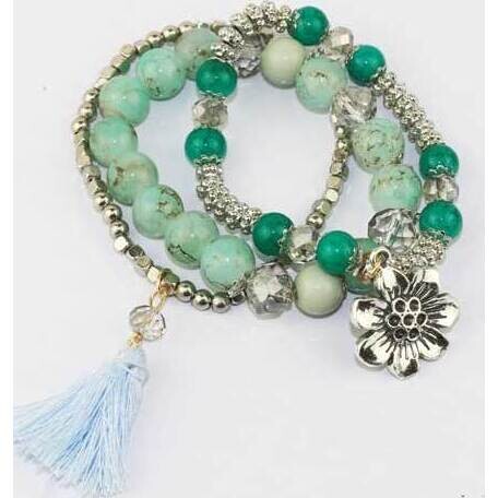 Bracelet Aqua Tassel Set