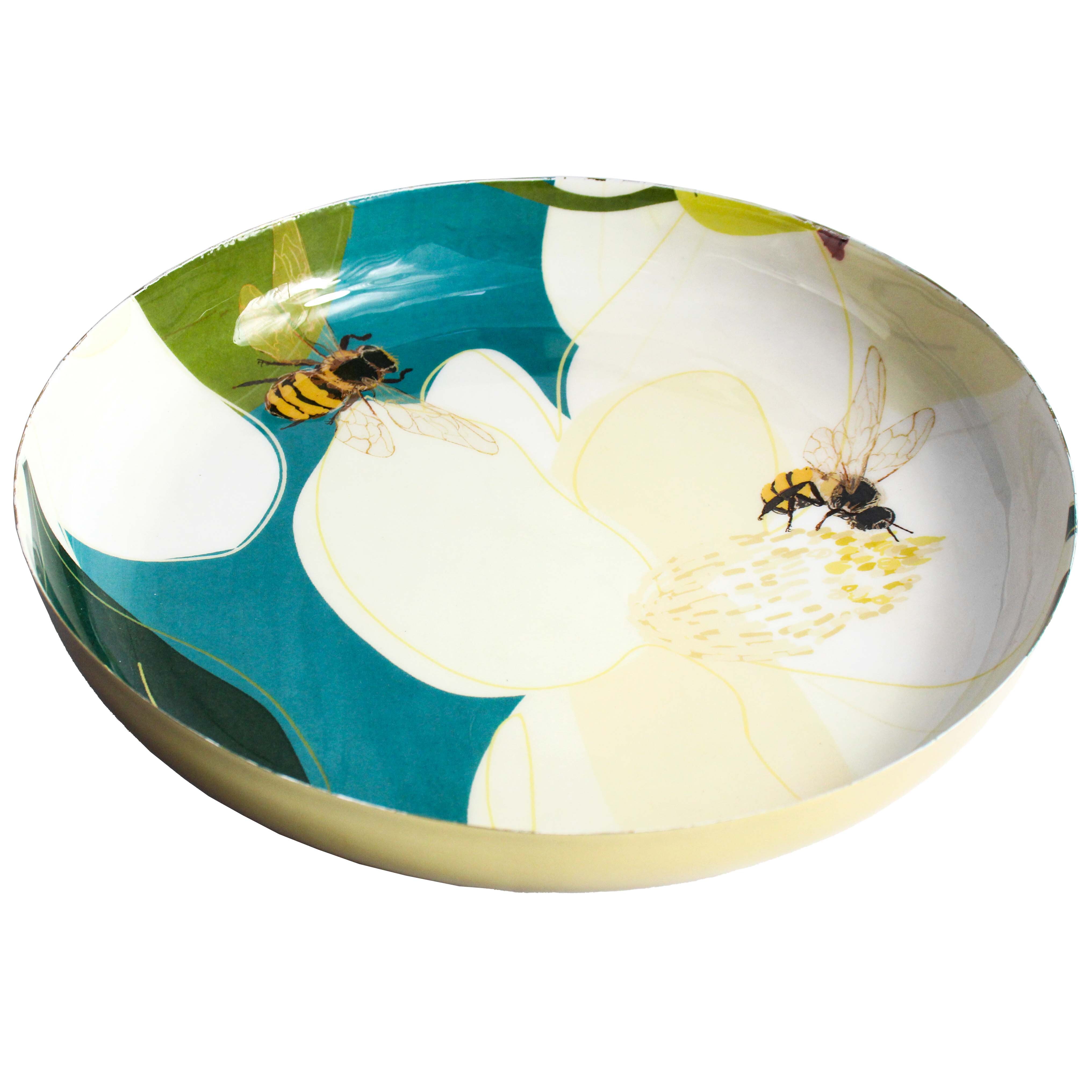 Enamel Tray Teal Magnolia Lrg