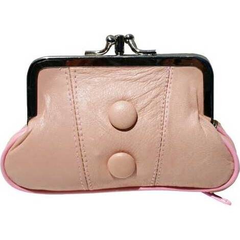 Leather Button Purse - Pink