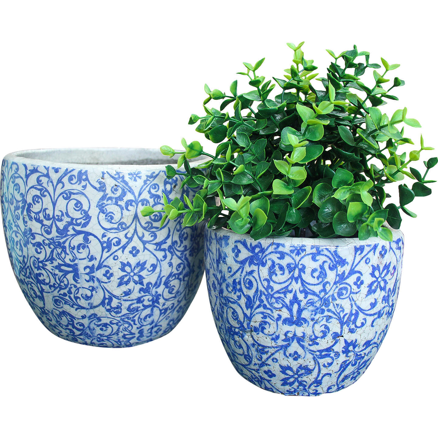 Pot Curve Blue Vine S/2