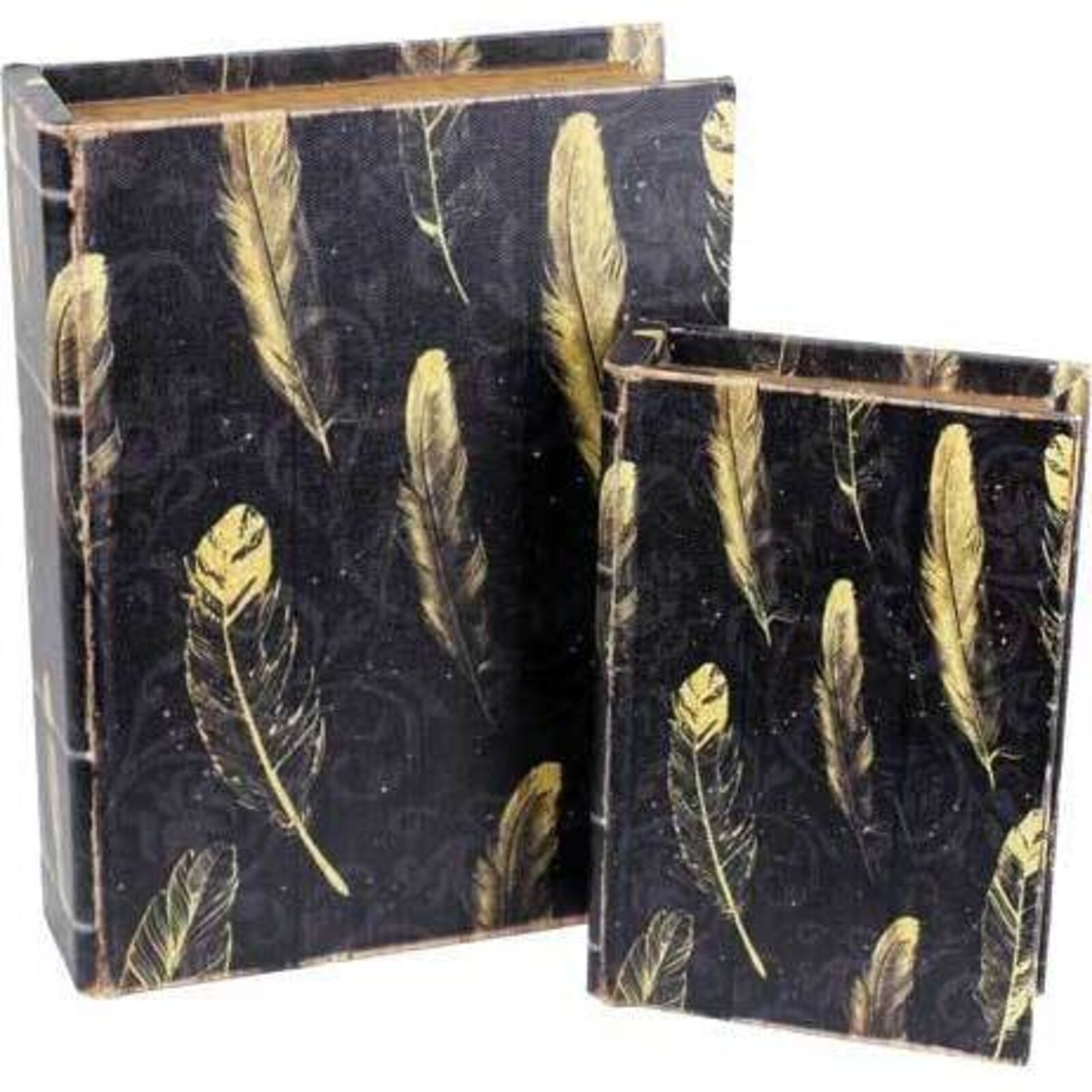 Book Box Feathers Black S/2