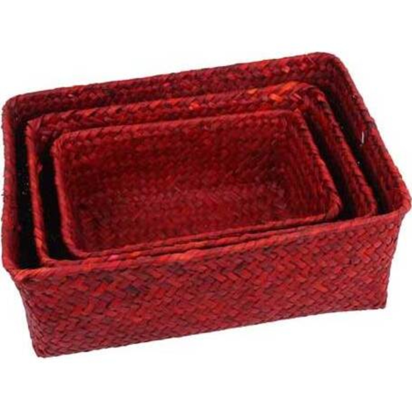Woven Baskets Red S/3