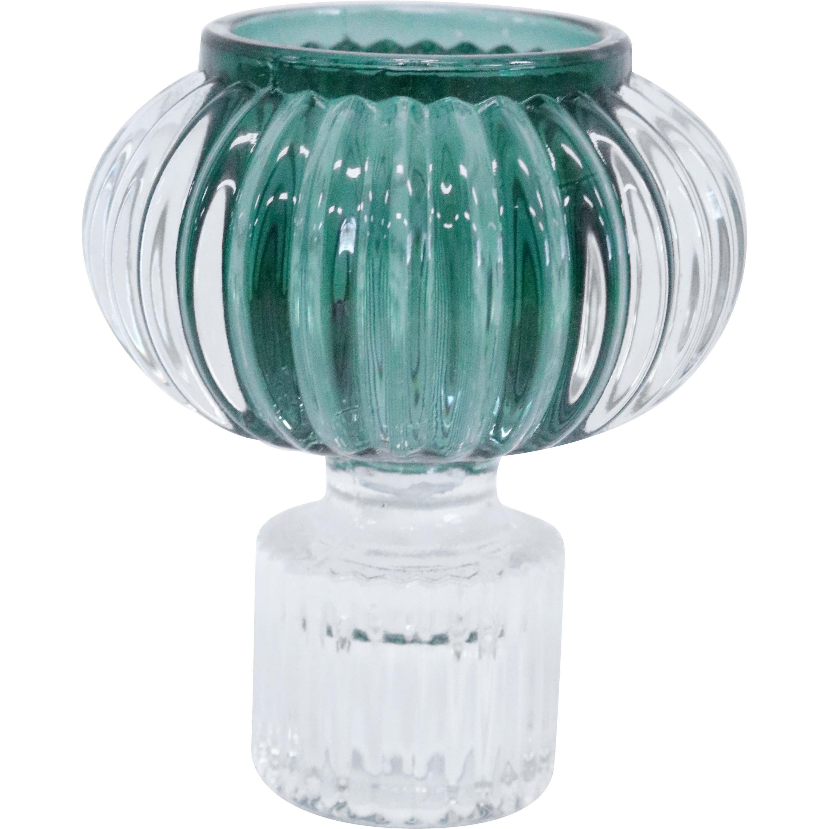 Double Sided Stackable Candle Holder Emerald/Clear