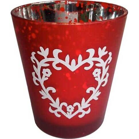 Votive Red Leaf Heart Large