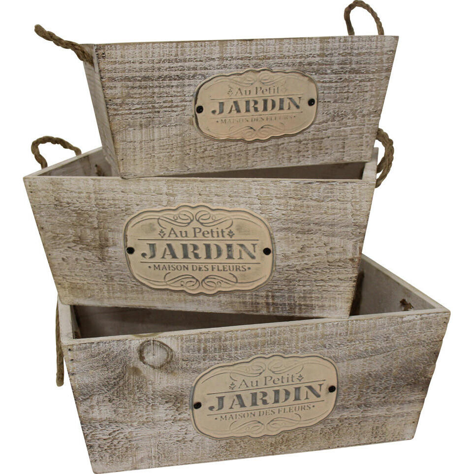 Boxes Jardin White Rect Set/3