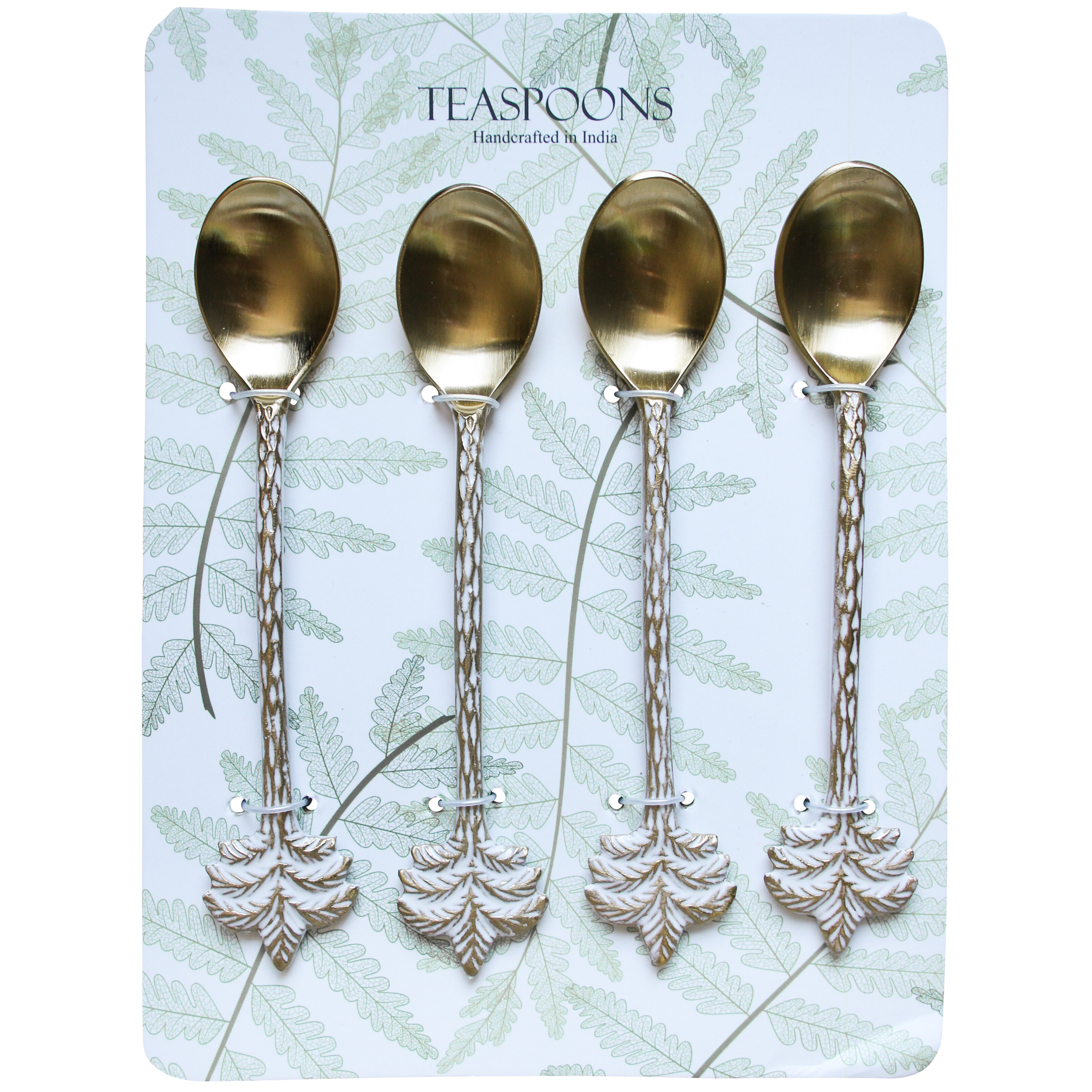 Palm Tree Spoons White/Brass S/4