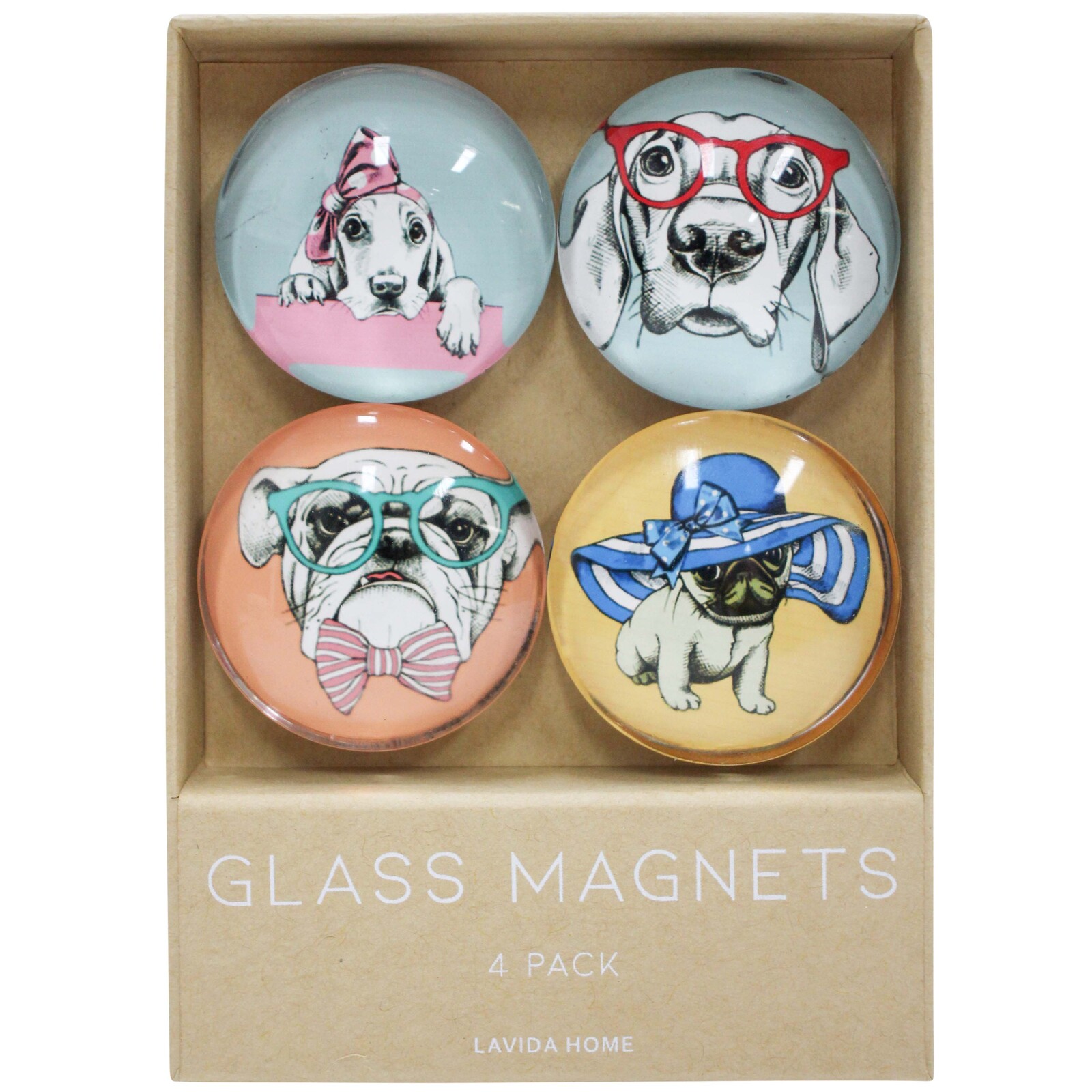 Glass Magnets S/4 Bow Wow