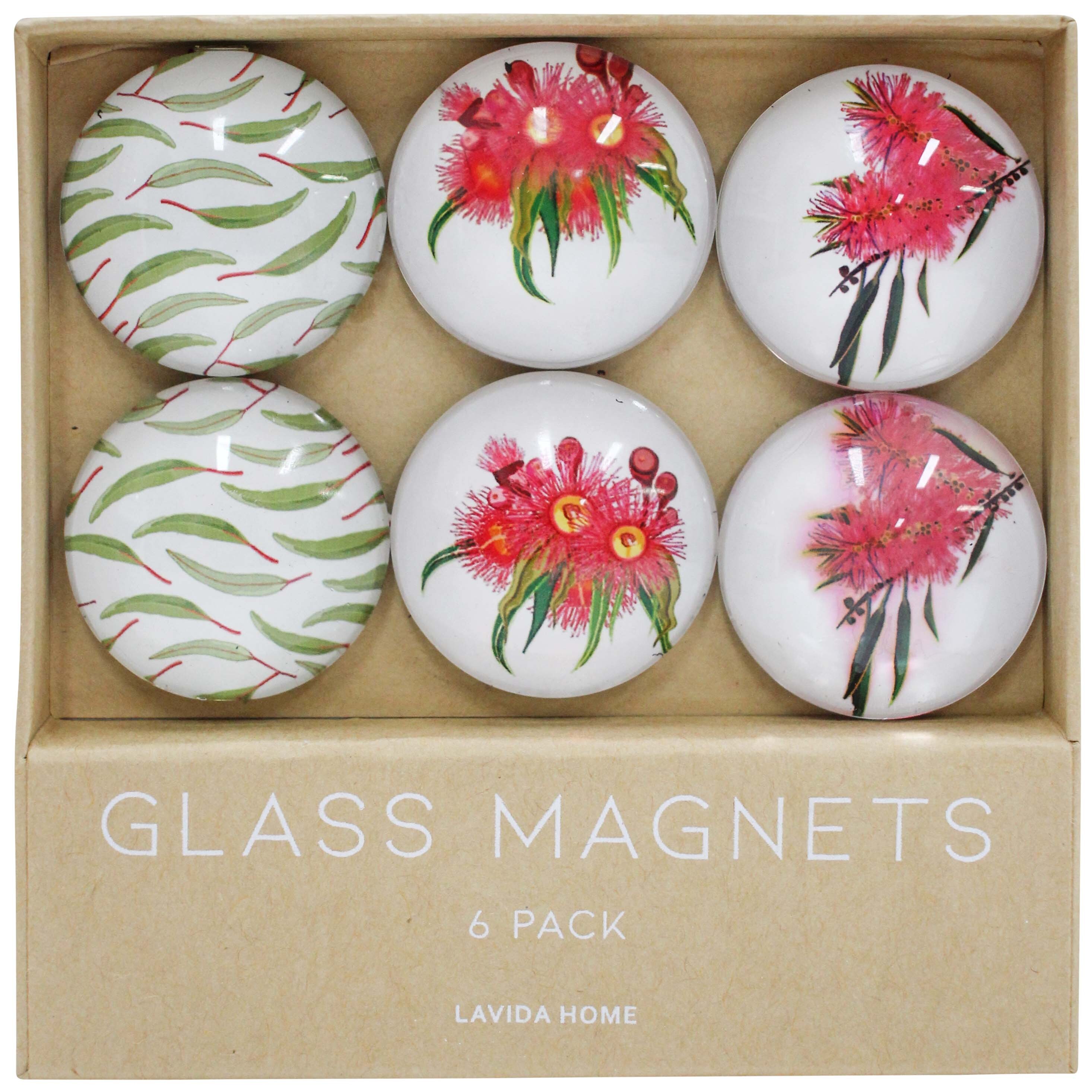 Glass Magnets S/6 Gumflower