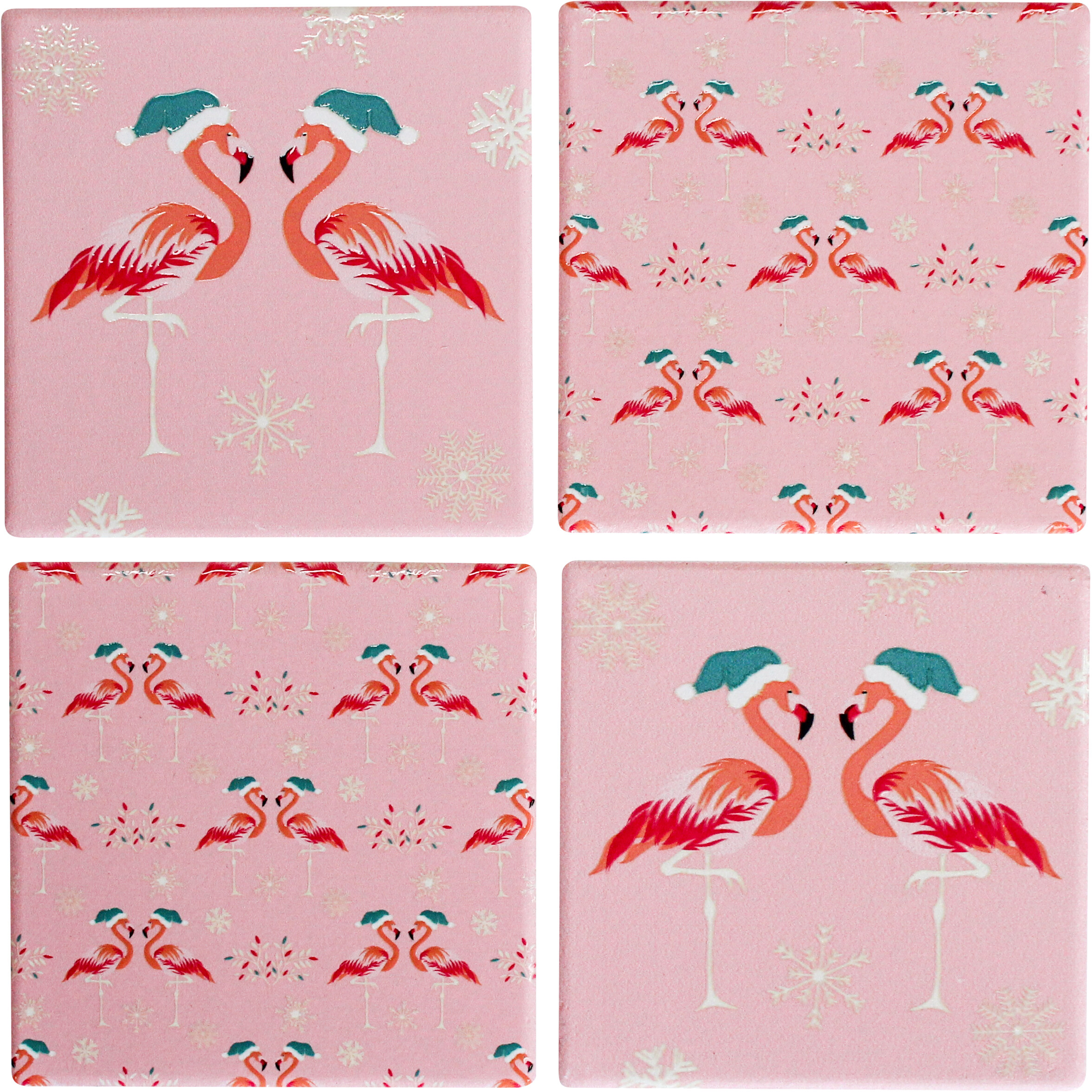 Coasters Xmas Flamingos