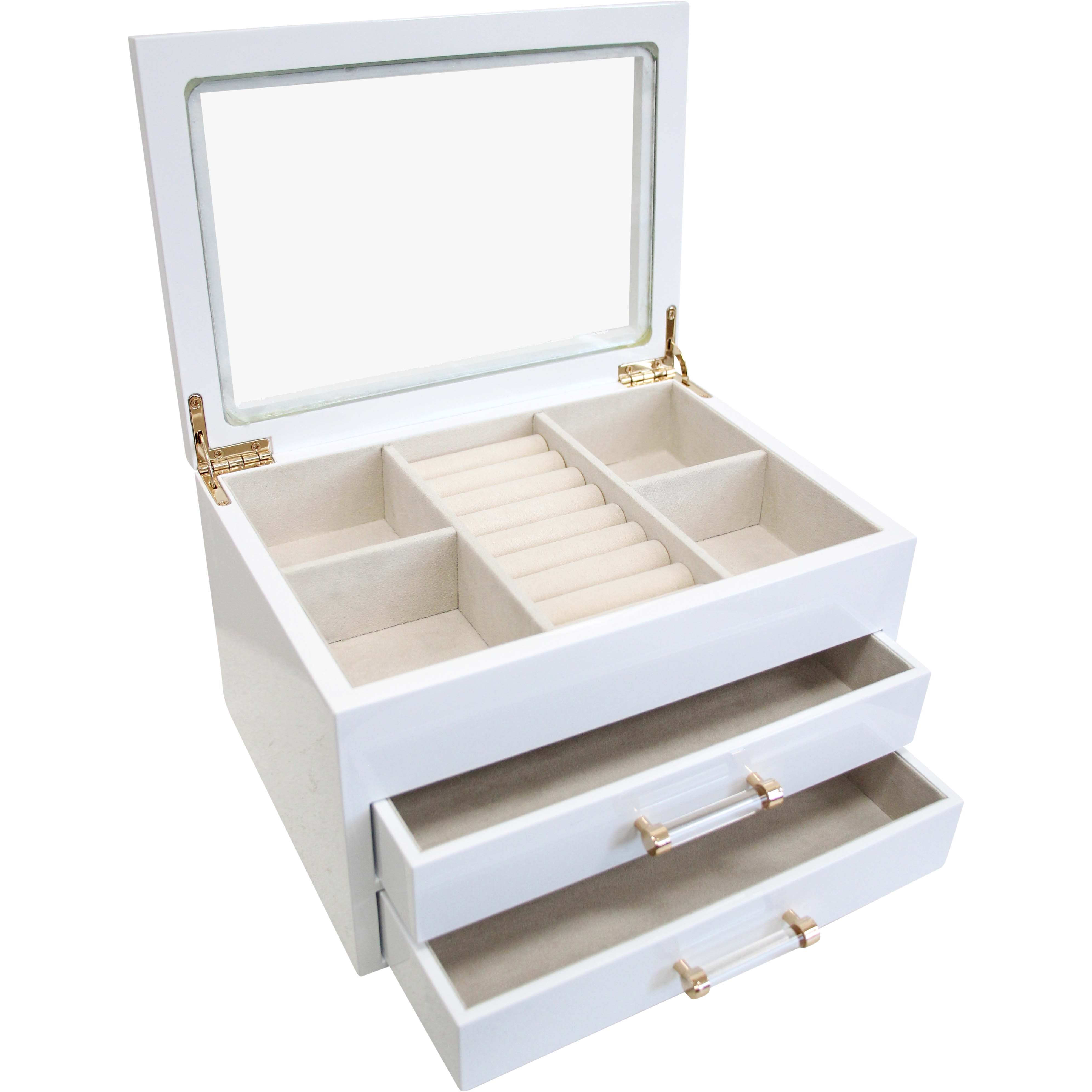 Lacquer Jewellery Box Lrg White