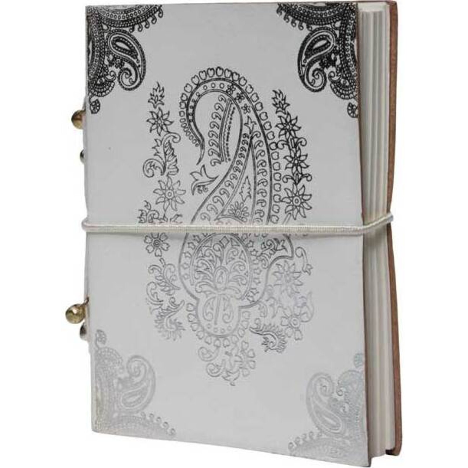 Leather Notebook - Silver Motif Small