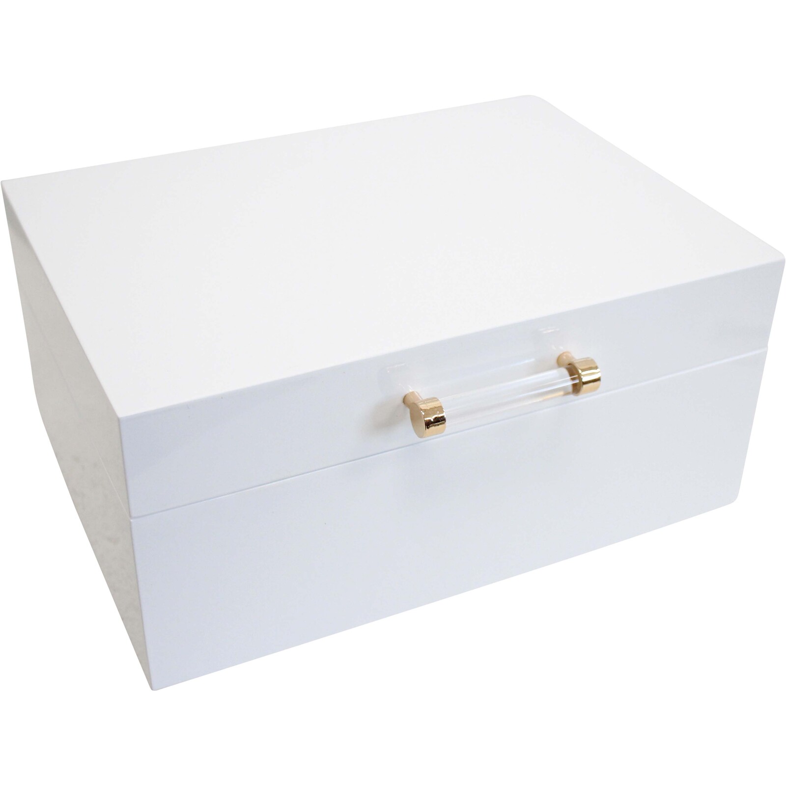 Lacquer Jewellery Box Med White