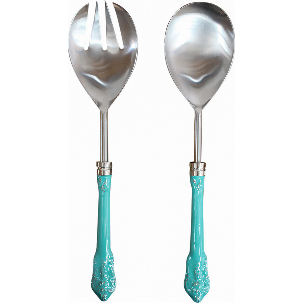 Salad Servers Vintage Aqua S/2