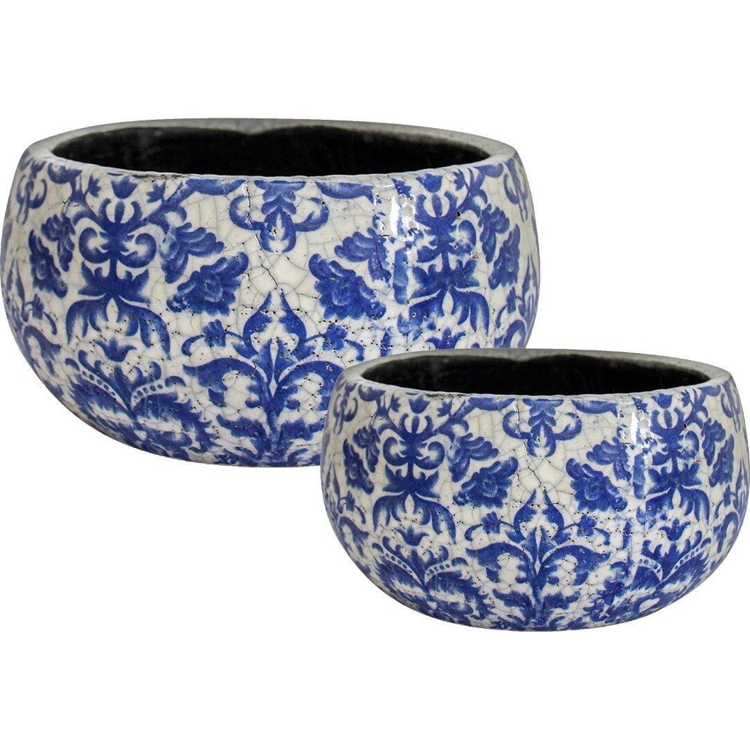 Pot S/2 Damask Blue