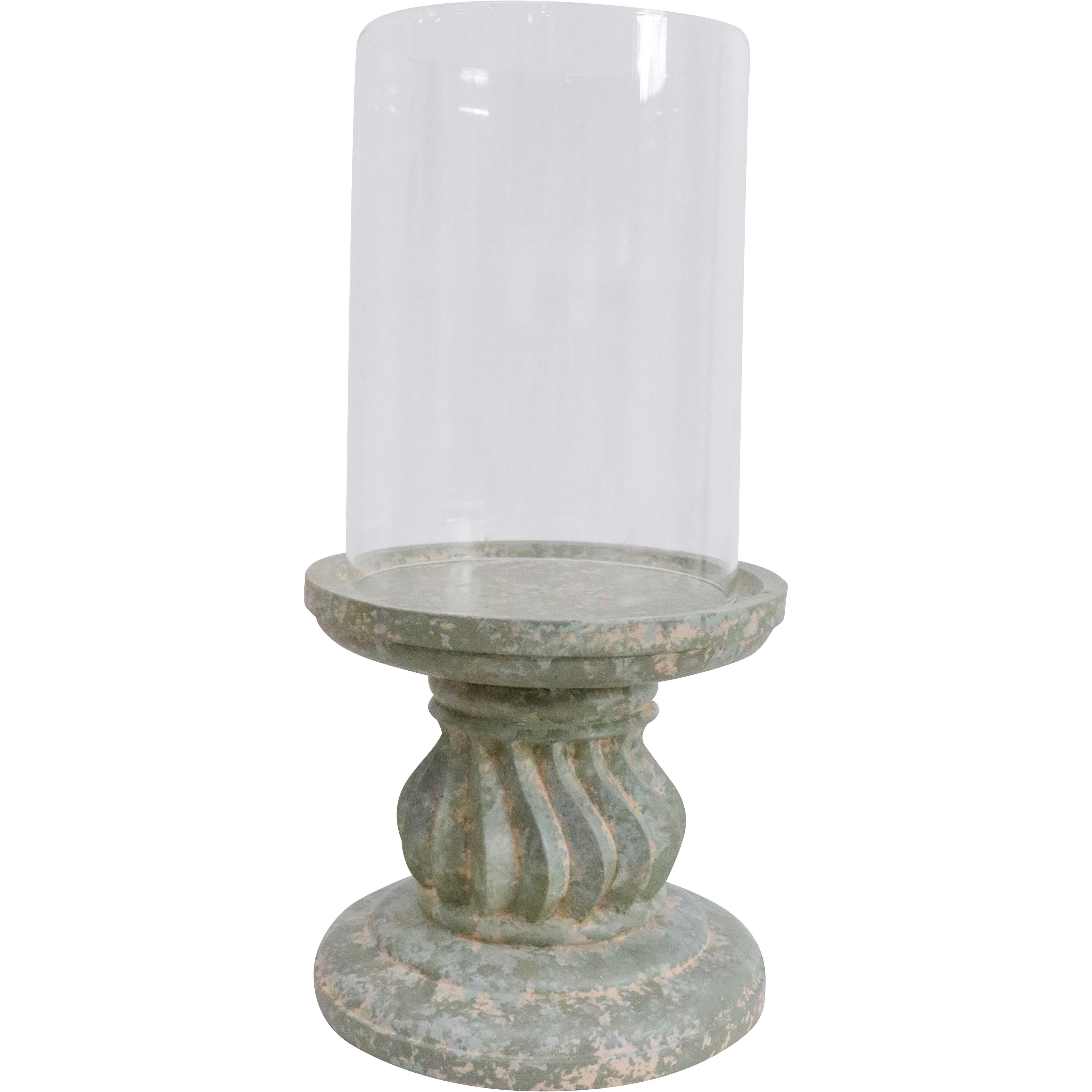 Hurricane Candle Holder Moss w/Glass