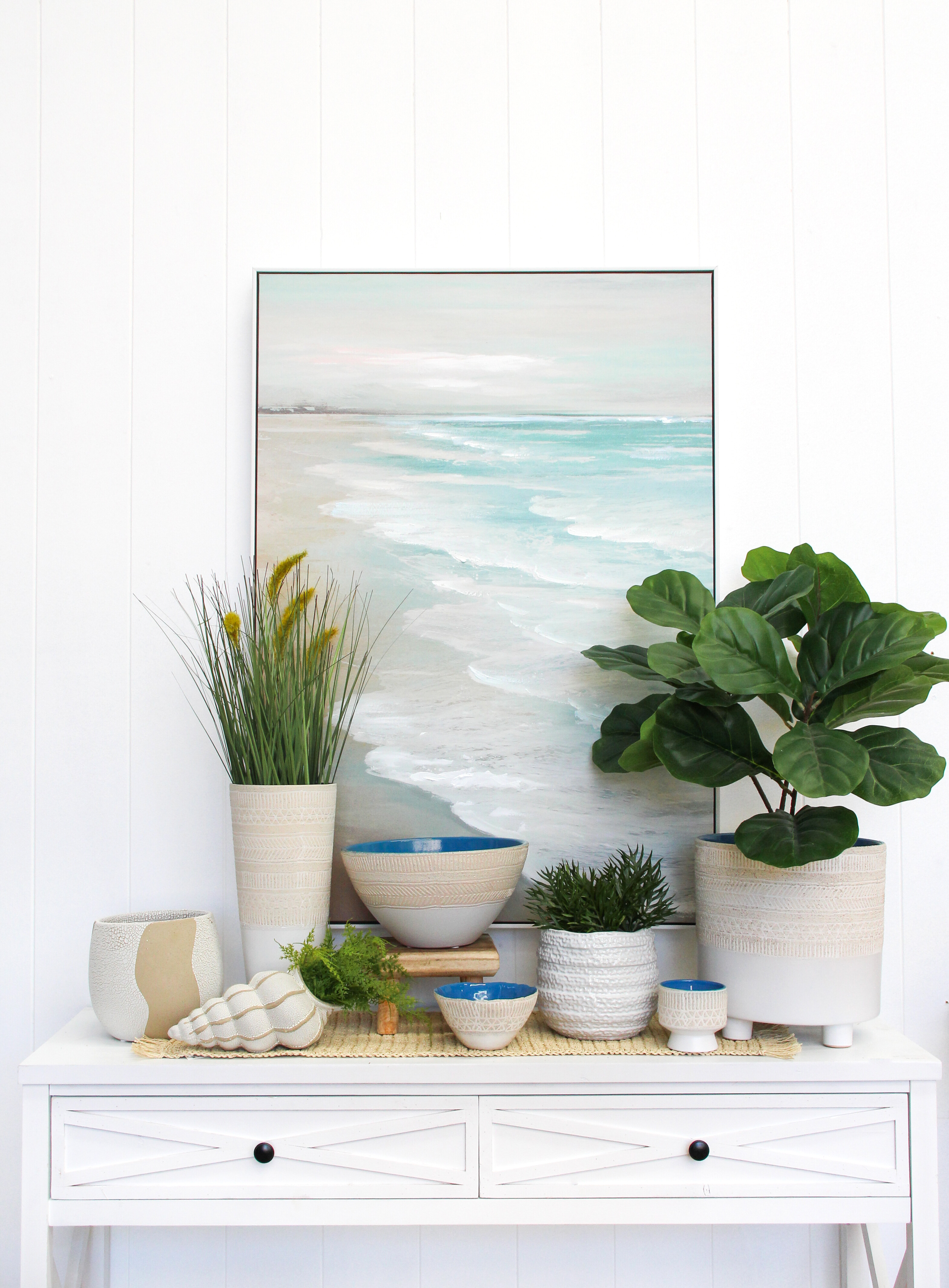 Framed Canvas Sandy Beach