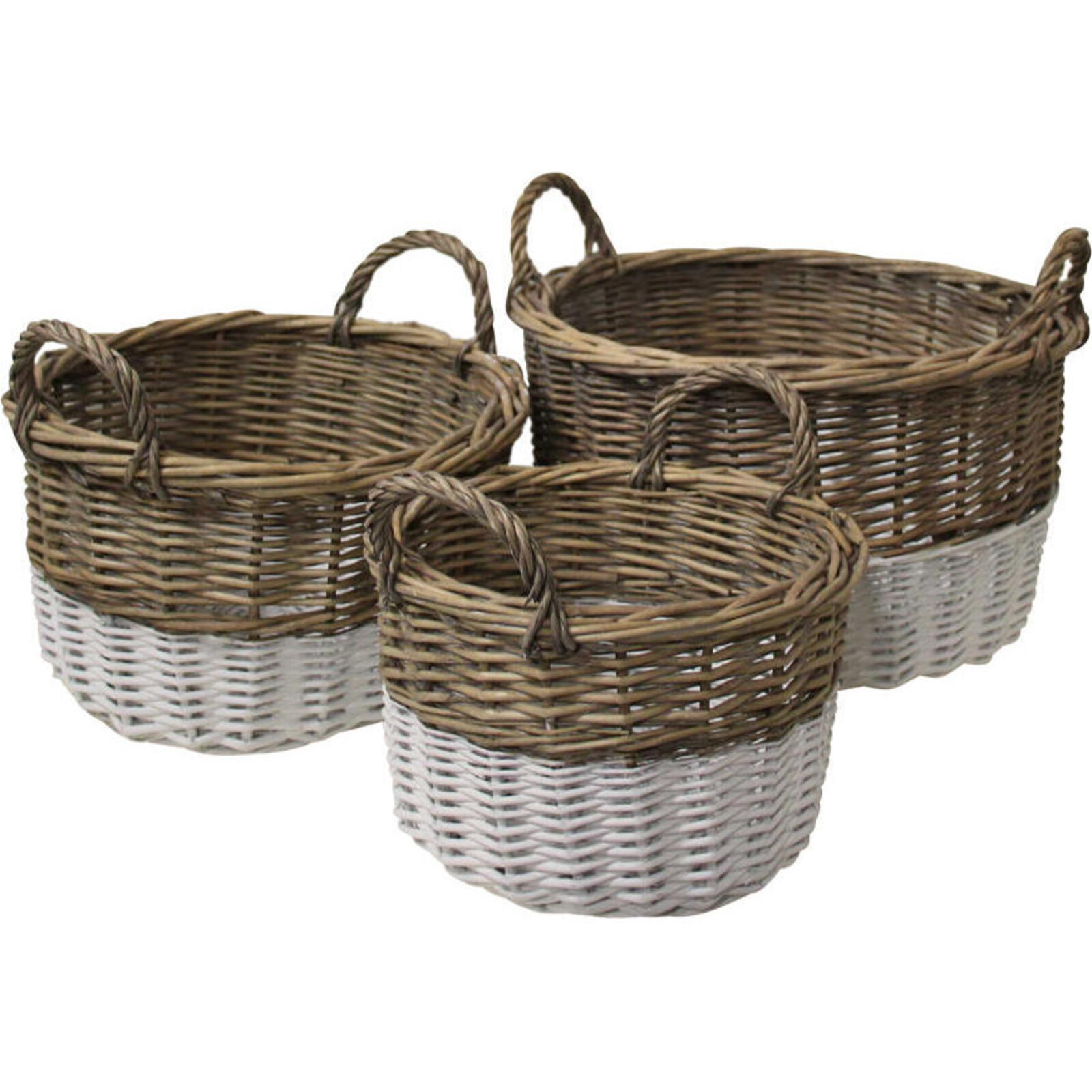 Basket White Dip w/ Handle S/3