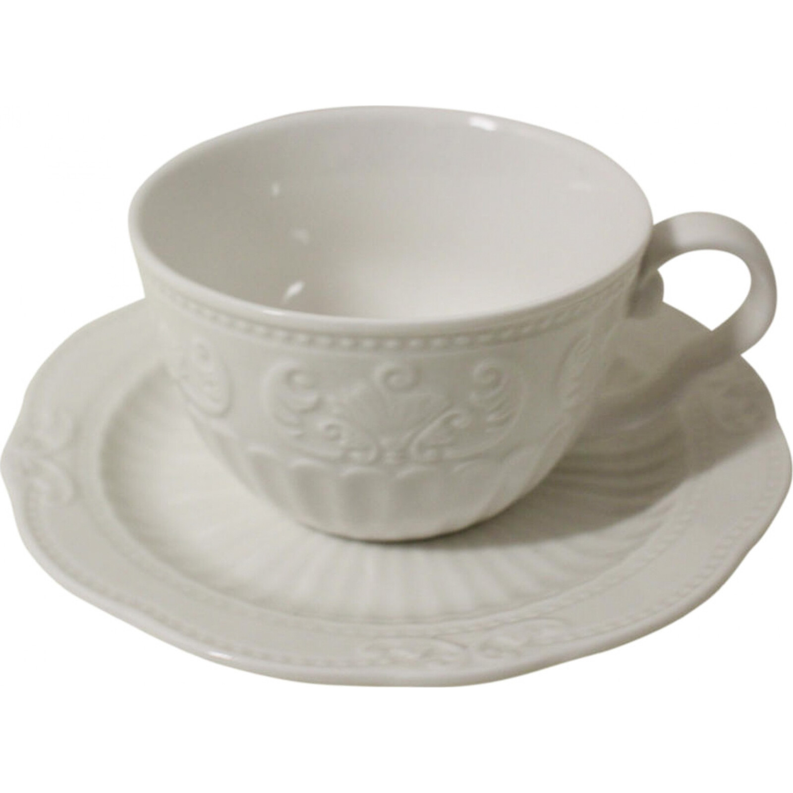 Teacup & Saucer Pearl White