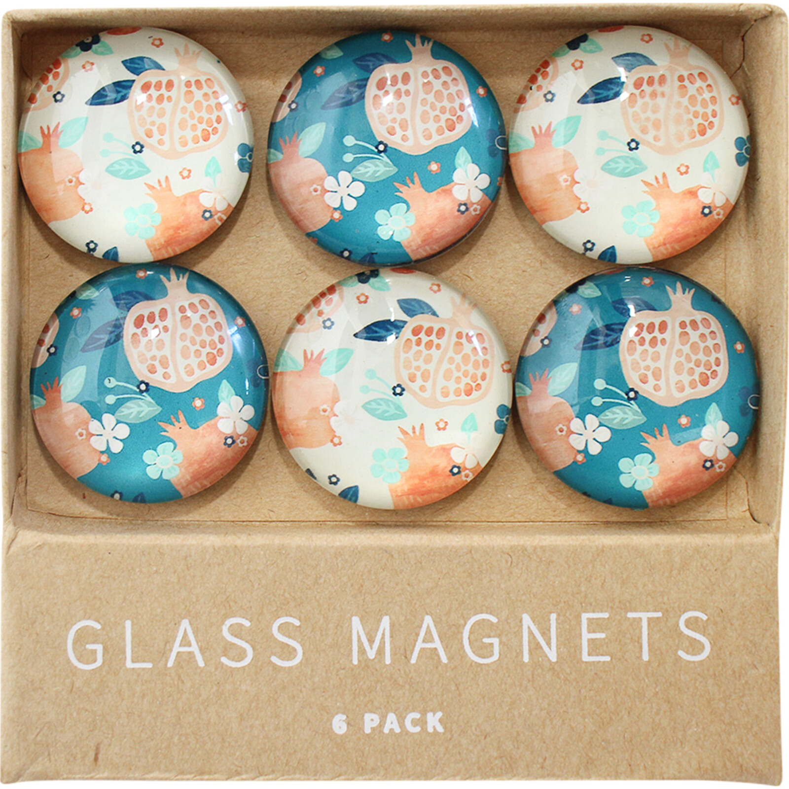Glass Magnets Pomegranate S/6