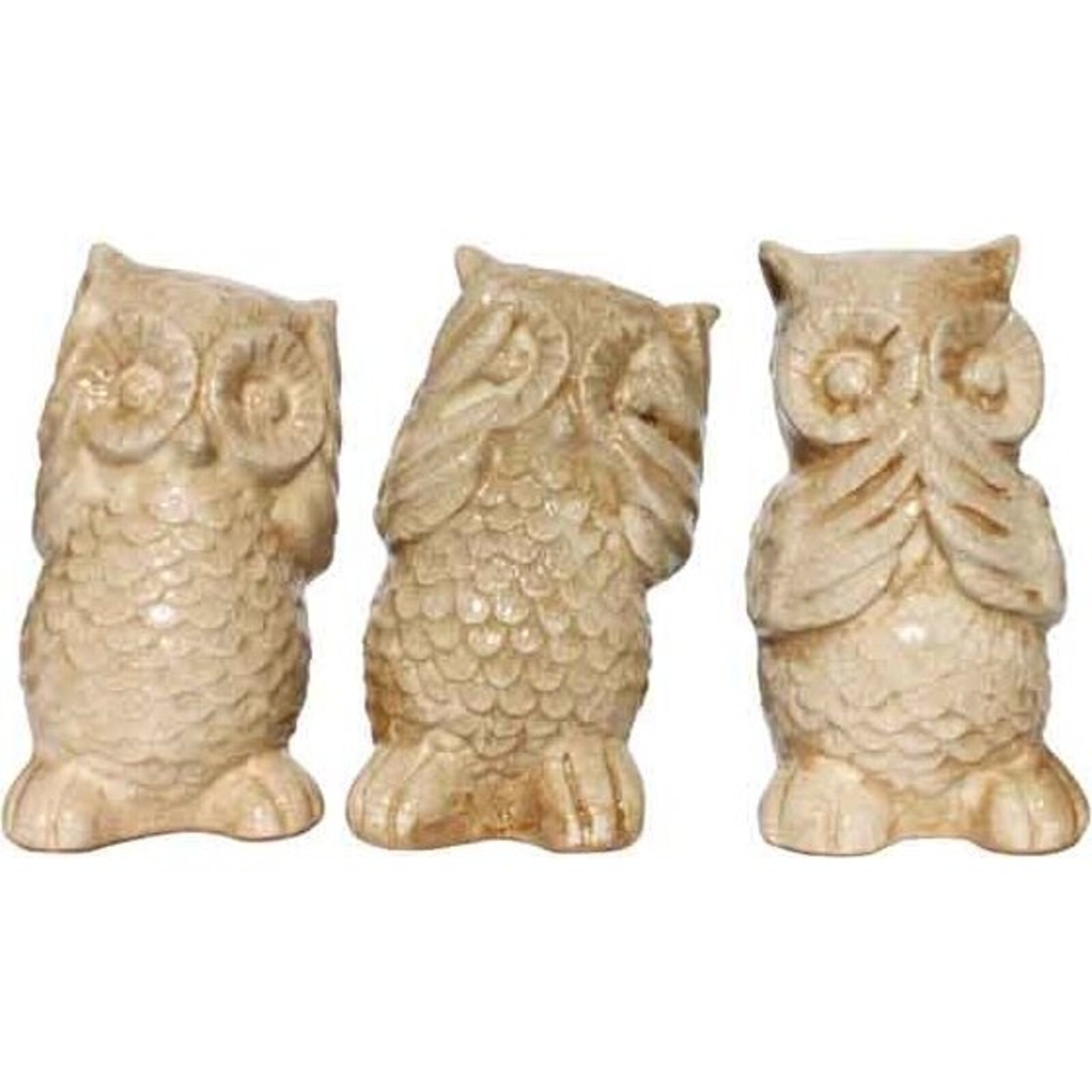 Trio of Owls Cream  - set 3