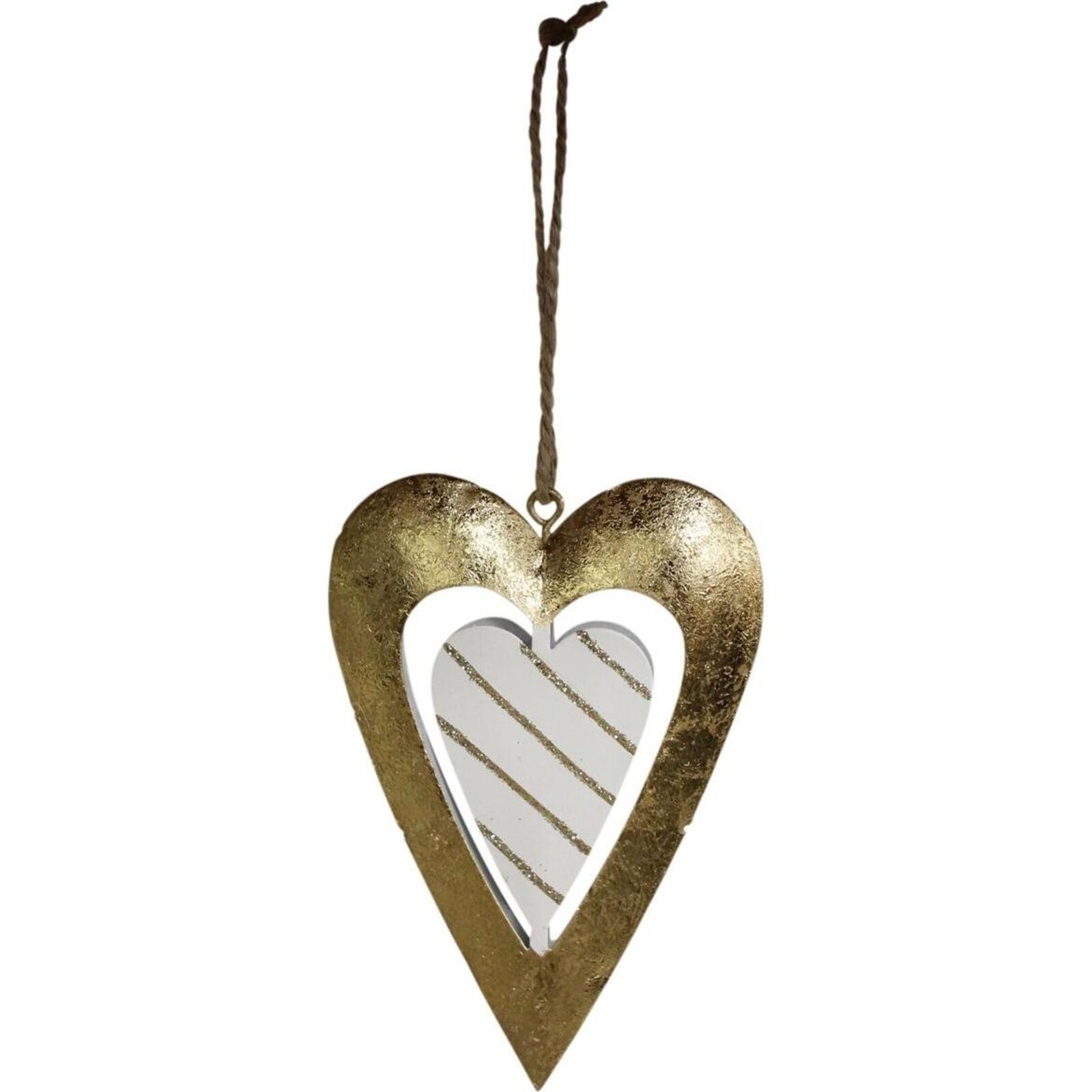 Hanging Heart Gold Stripe