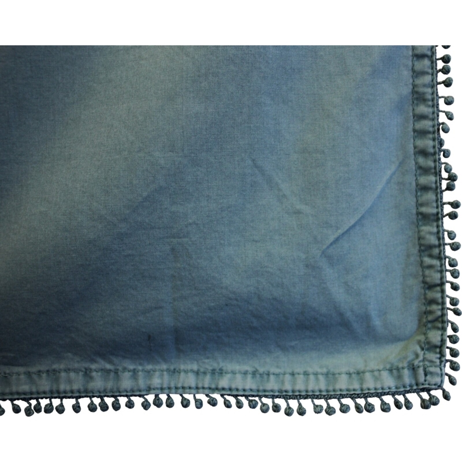 Table Runner Stone Washed Cotton w/ Beaded Trim Teal