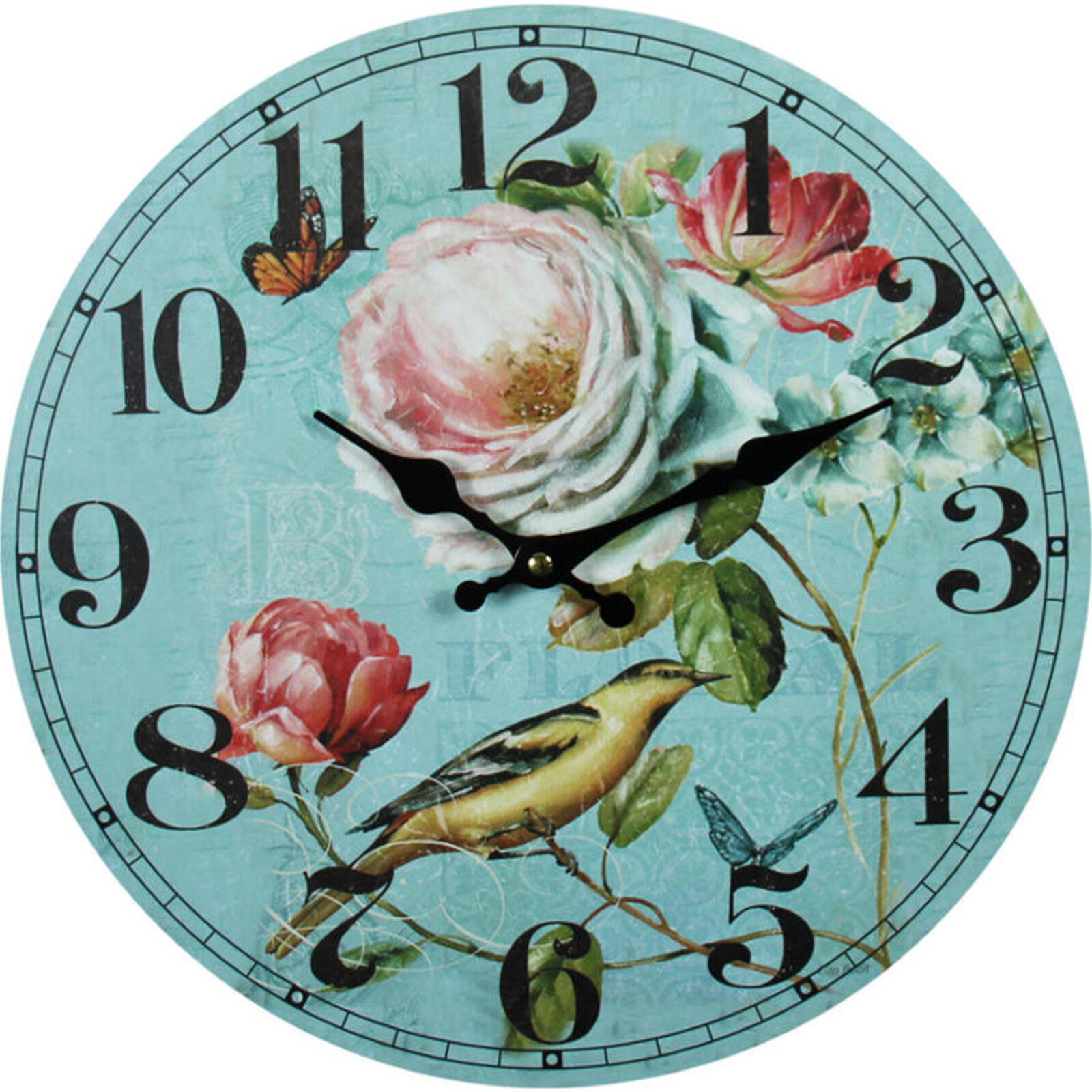 Clock Peony Bird 34cm